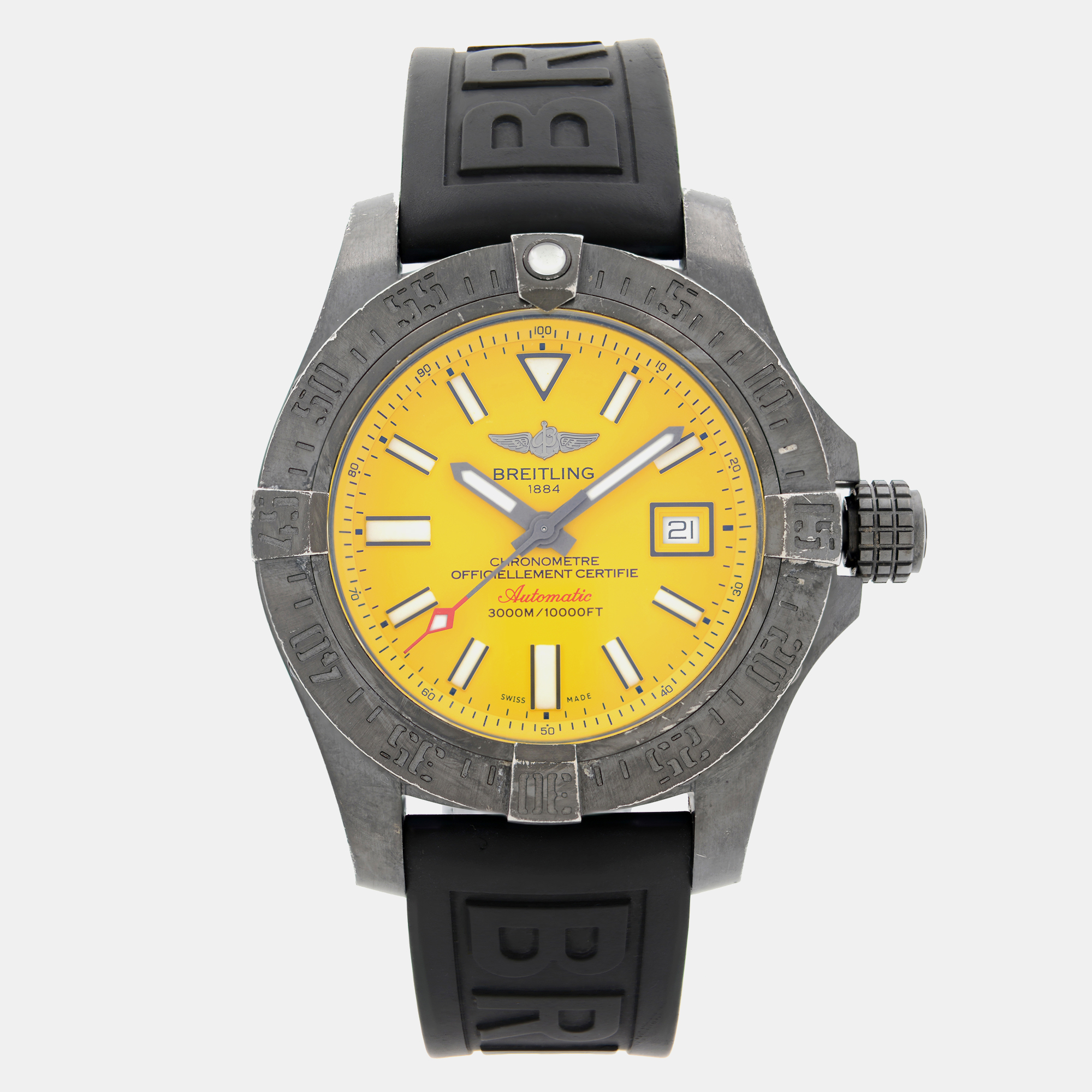 

Breitling Yellow Stainless Steel Avenger II Seawolf M17331E2/I530 Automatic Men's Wristwatch, Orange