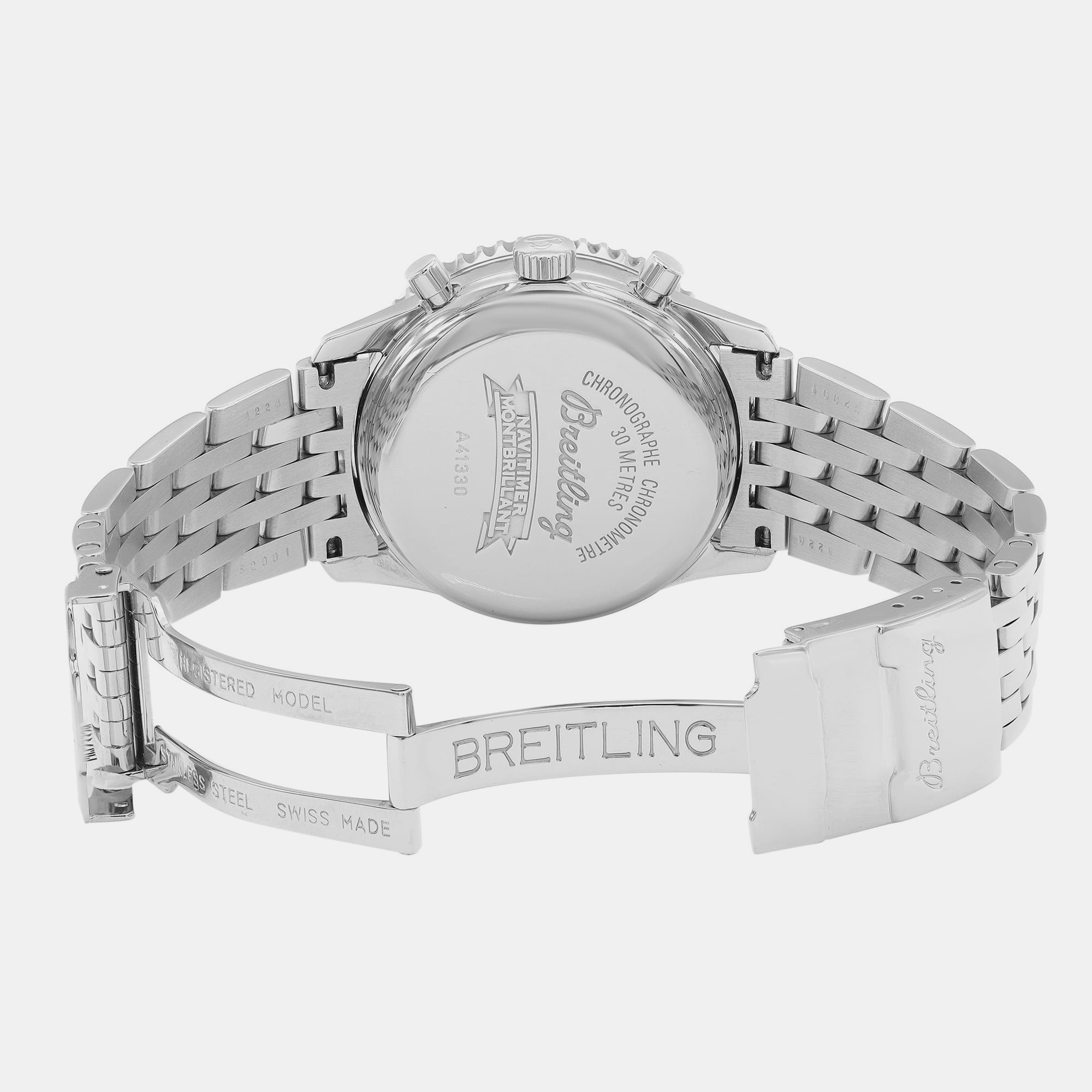 Breitling Black Stainless Steel Navitimer Montbrilliant A41330 Automatic Men`s Wristwatch 38 mm 