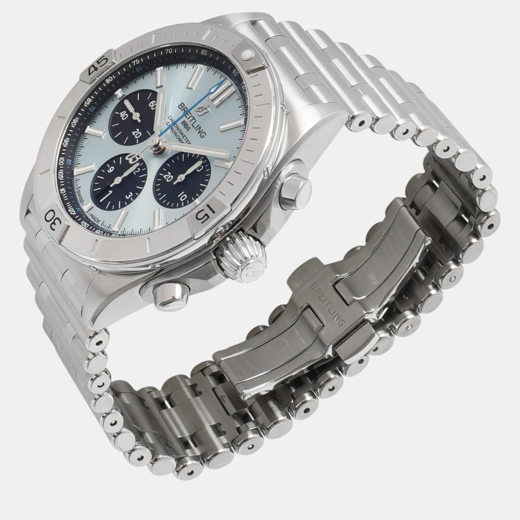 Breitling Blue Stainless Steel Chronomat Automatic Men`s Wristwatch 42 mm 
