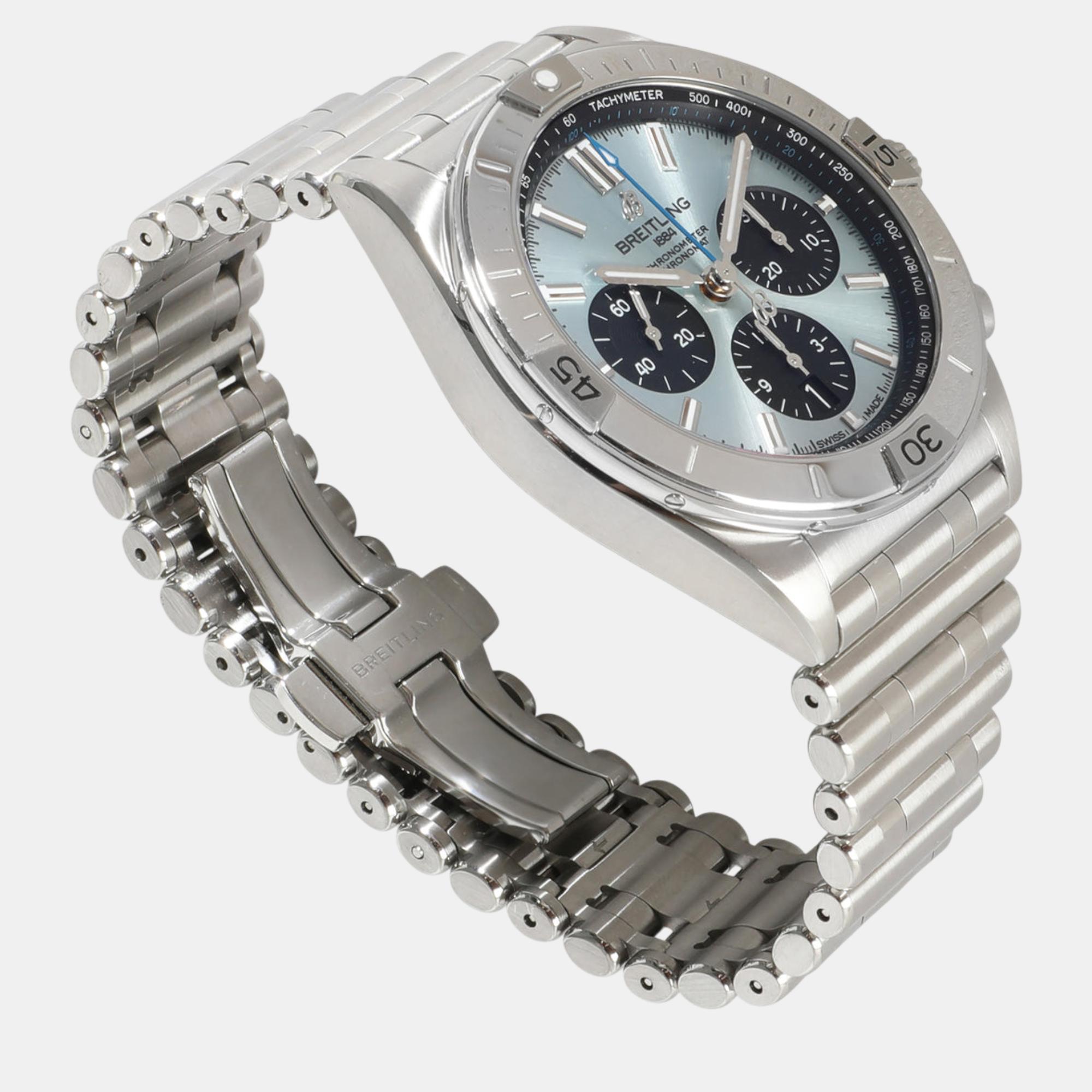 Breitling Blue Stainless Steel Chronomat Automatic Men`s Wristwatch 42 mm 
