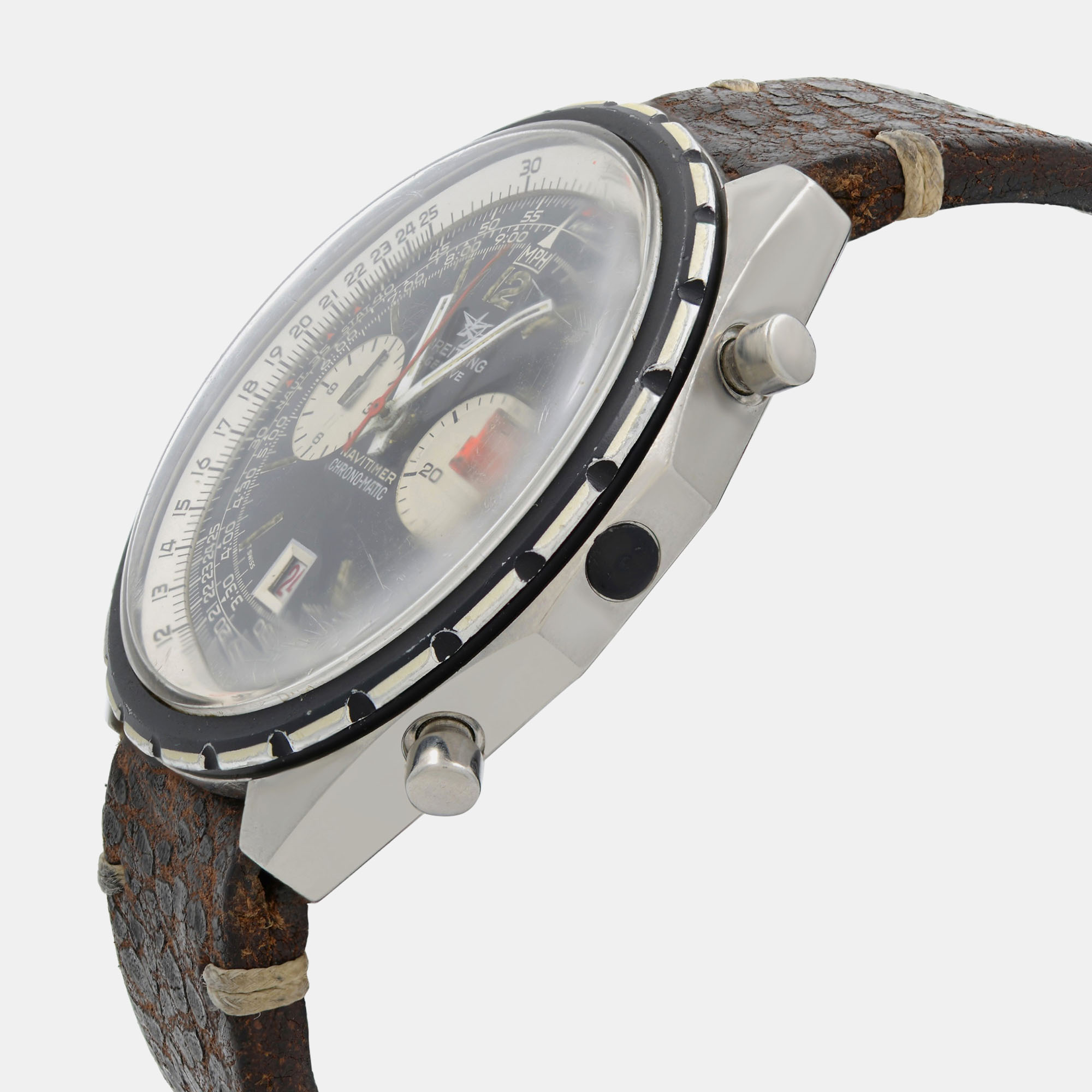 Vintage Breitling Navitimer Chrono-Matic Black And White Dial Men`s Watch 1806 47 mm 