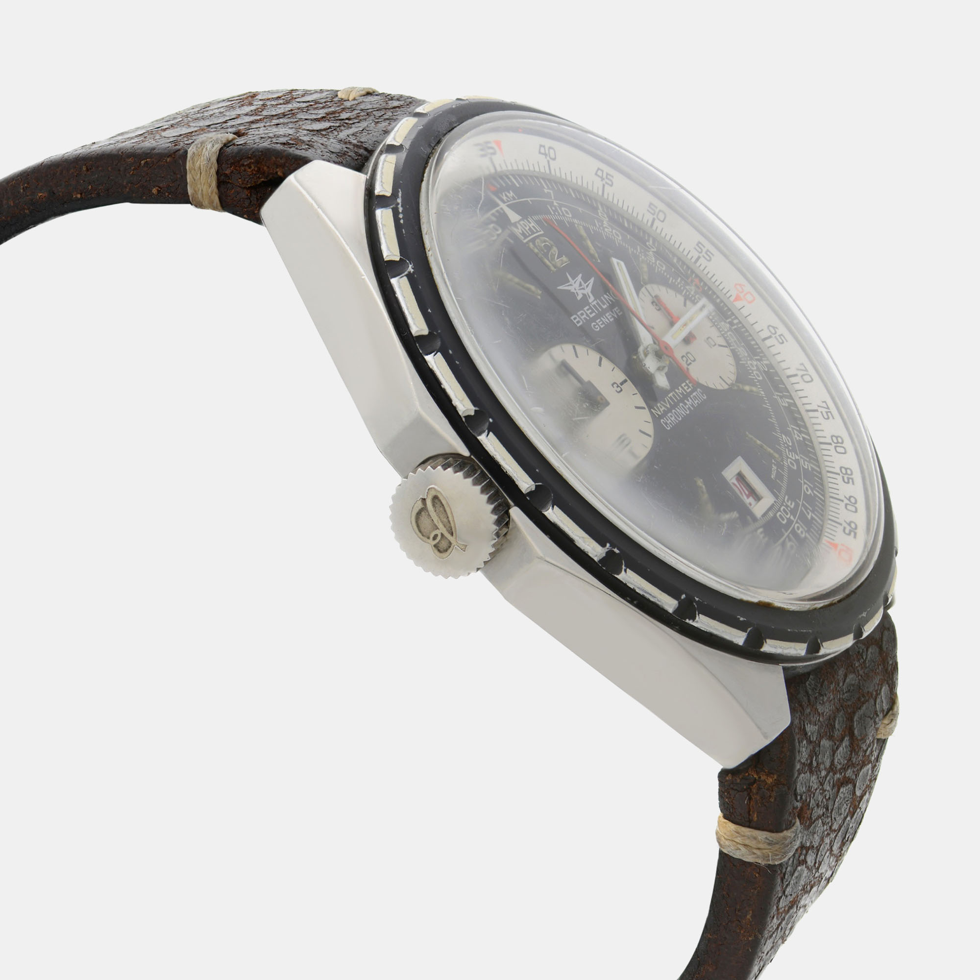 Vintage Breitling Navitimer Chrono-Matic Black And White Dial Men`s Watch 1806 47 mm 