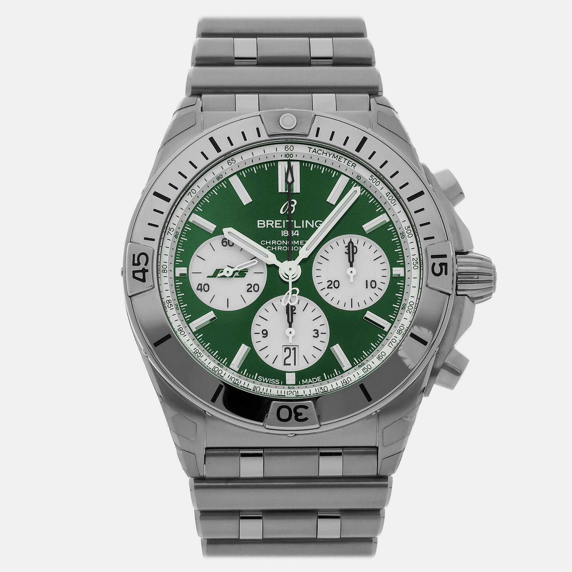 

Pre-Owned Breitling Chronomat B01 NFL New York Jets Edition AB01342B1L5A1, Green