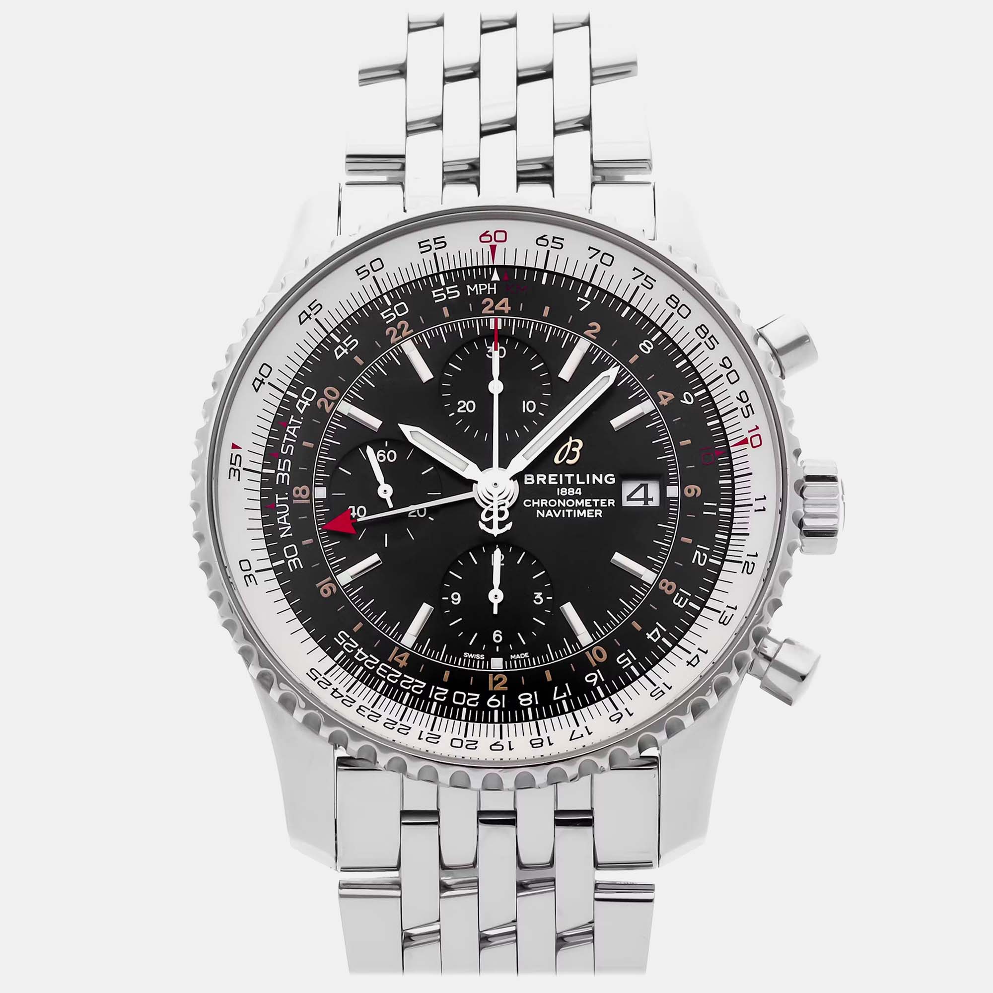 

Breitling Navitimer Chronograph GMT A24322121B2A1 Automatic Stainless Steel Black Dial Men's Wristwatch