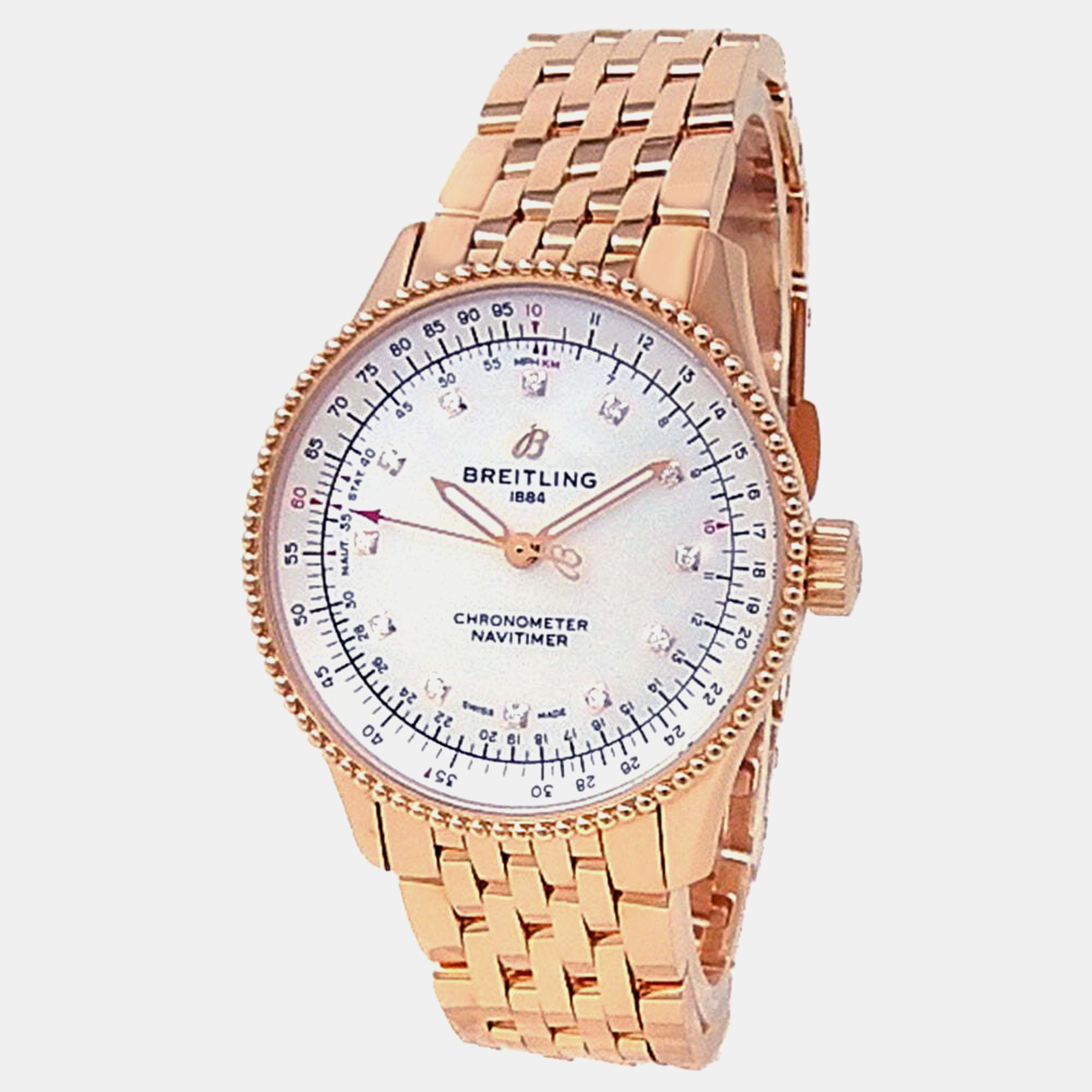 

Breitling Navitimer A17395 Automatic MOP 18k Rose Gold Men's Wristwatch 35 mm, White