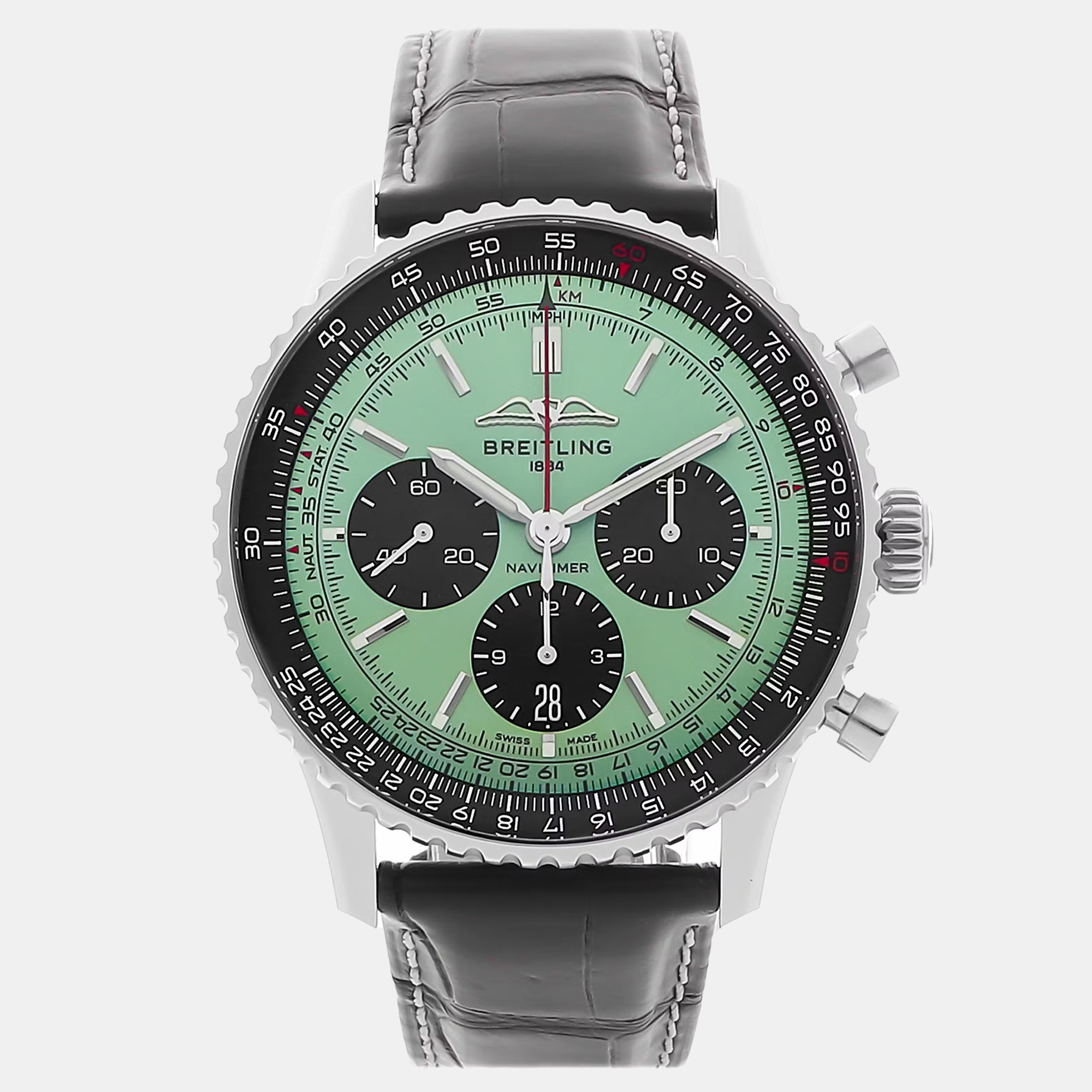

Pre-Owned Breitling Navitimer AB0138241L1P1 Automatic Green Men's Wristwatch