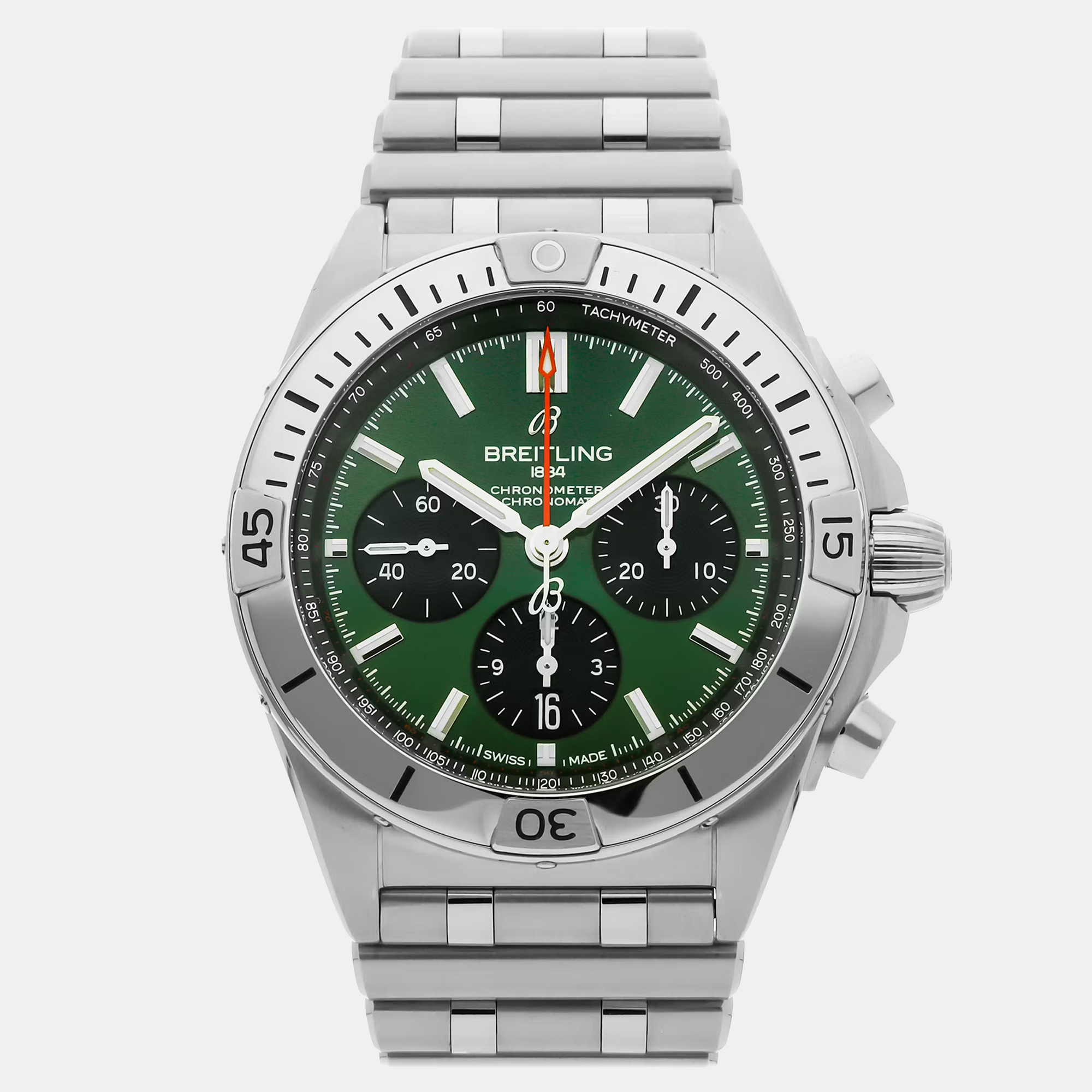 Pre-owned Breitling Chronomat B01 Ab0134101l1a1 In Green