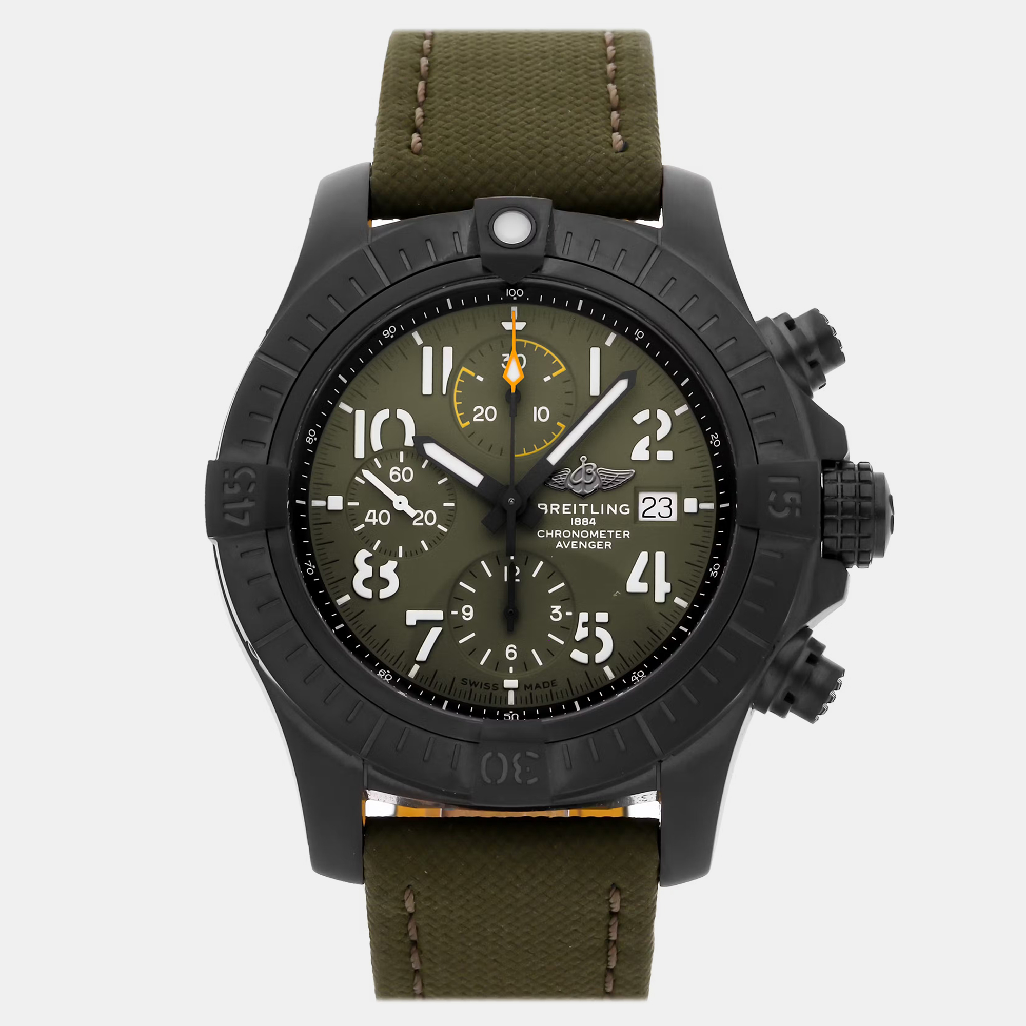 

Pre-Owned Breitling Avenger Chronograph Night Mission V13317101L1X2 Men's Watch 45 mm, Green