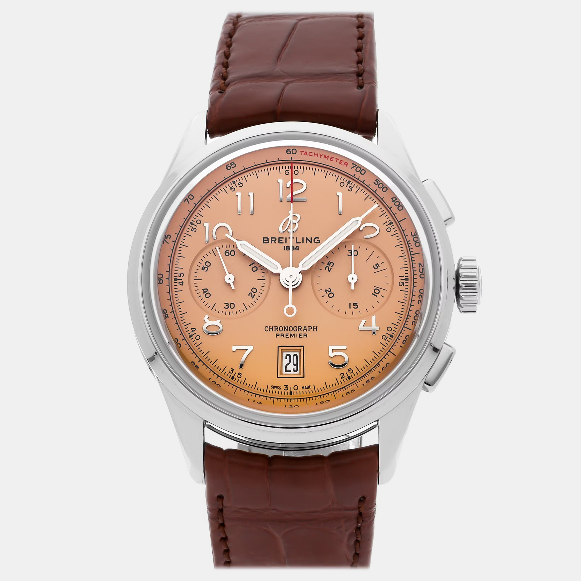 

Breitling Premier B01 Chronograph AB0145331K1P2 Automatic Orange Stainless Steel Men’s Wristwatch, Pink