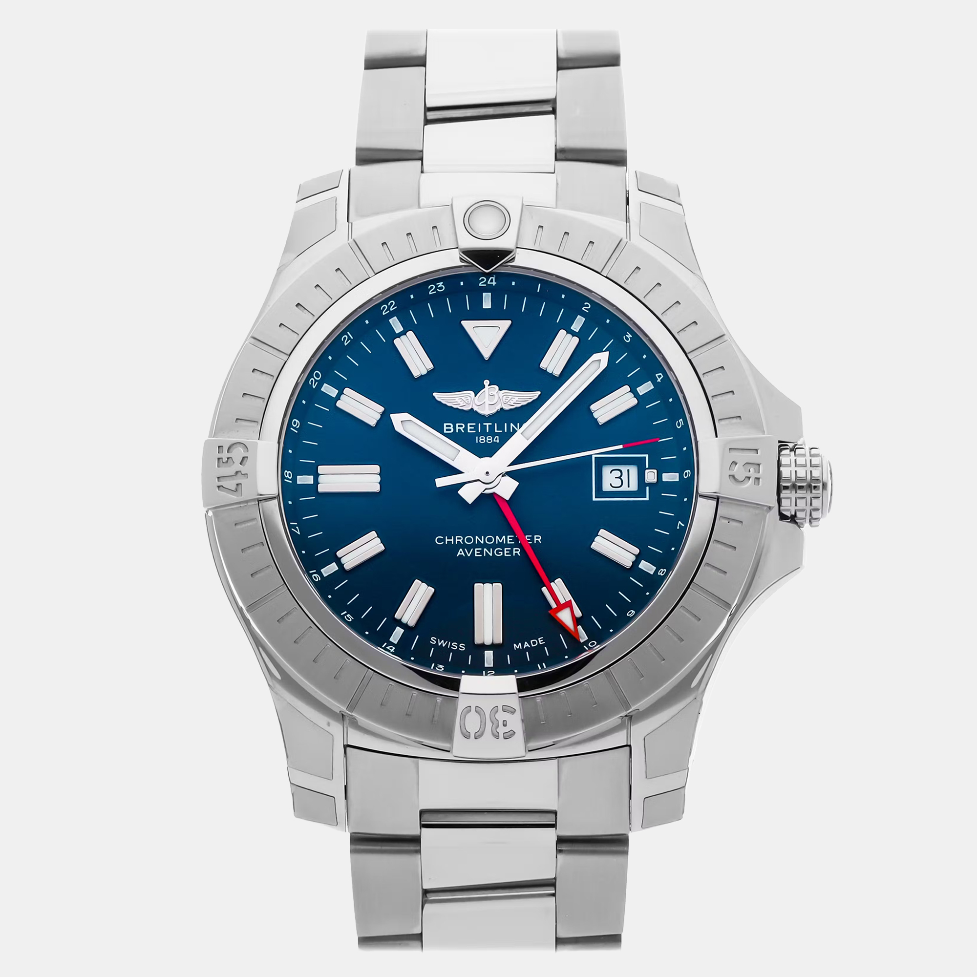 Pre-owned Breitling Avenger Gmt A32395101c1a1 Men's Watch Automatic 45 Mm In Blue