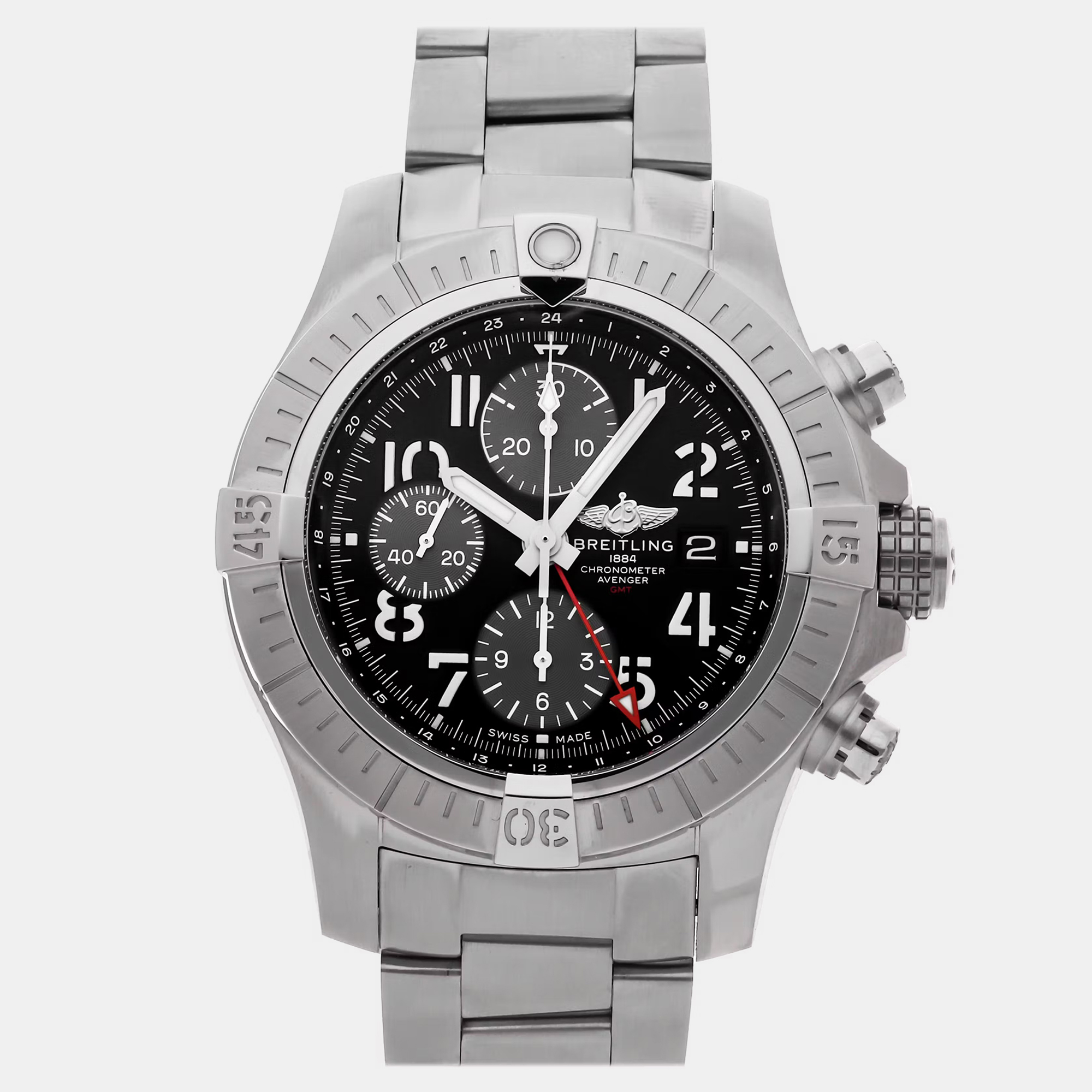 Pre-owned Breitling Avenger Chronograph Gmt A24315101b1a1 In Black