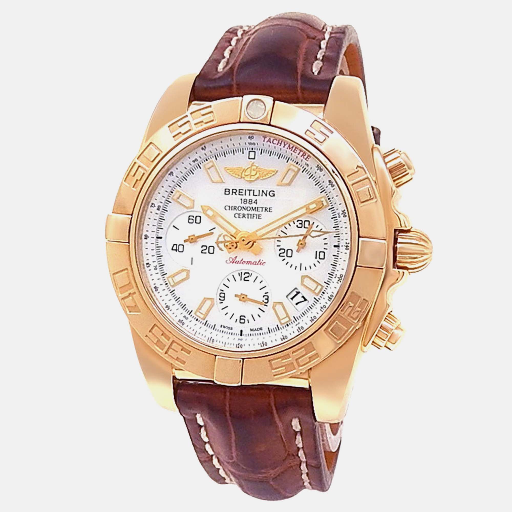 

Breitling Chronomat HB0140 Automatic Mother of Pearl 18K Rose Gold Men’s Wristwatch 41 mm, Silver