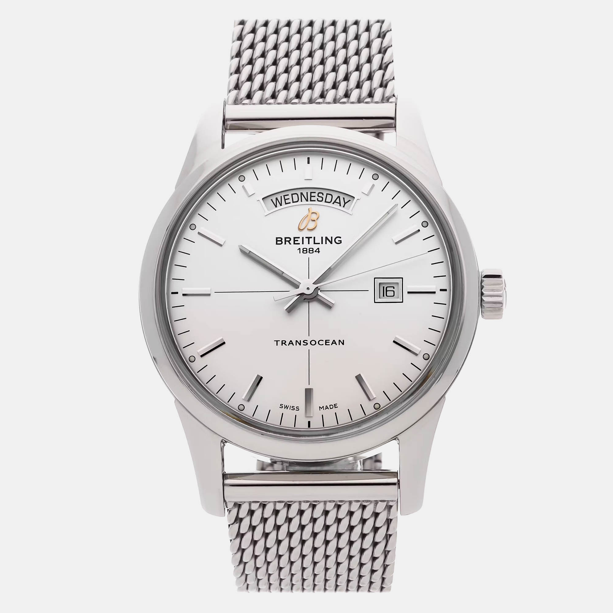 

Pre-Owned Breitling Transocean Day & Date A4531012/G751, Silver