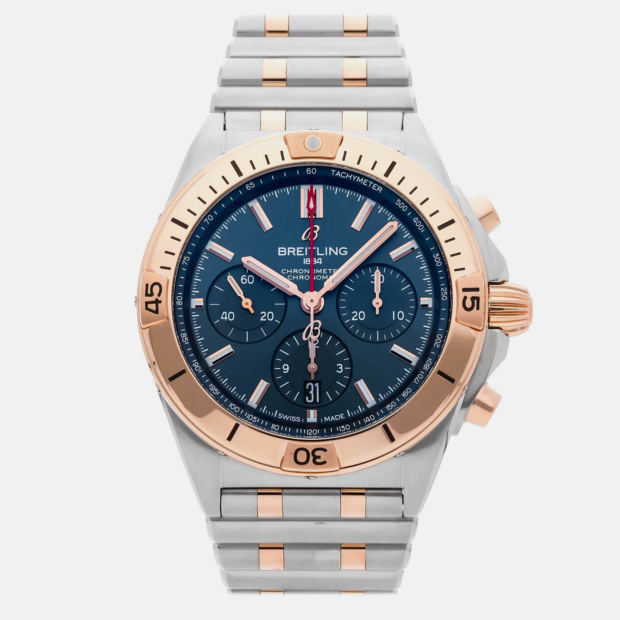 

Breitling Chronomat UB0134101C1U1 Automatic Blue Stainless Steel 18k Rose Gold Men’s Wristwatch 42 mm