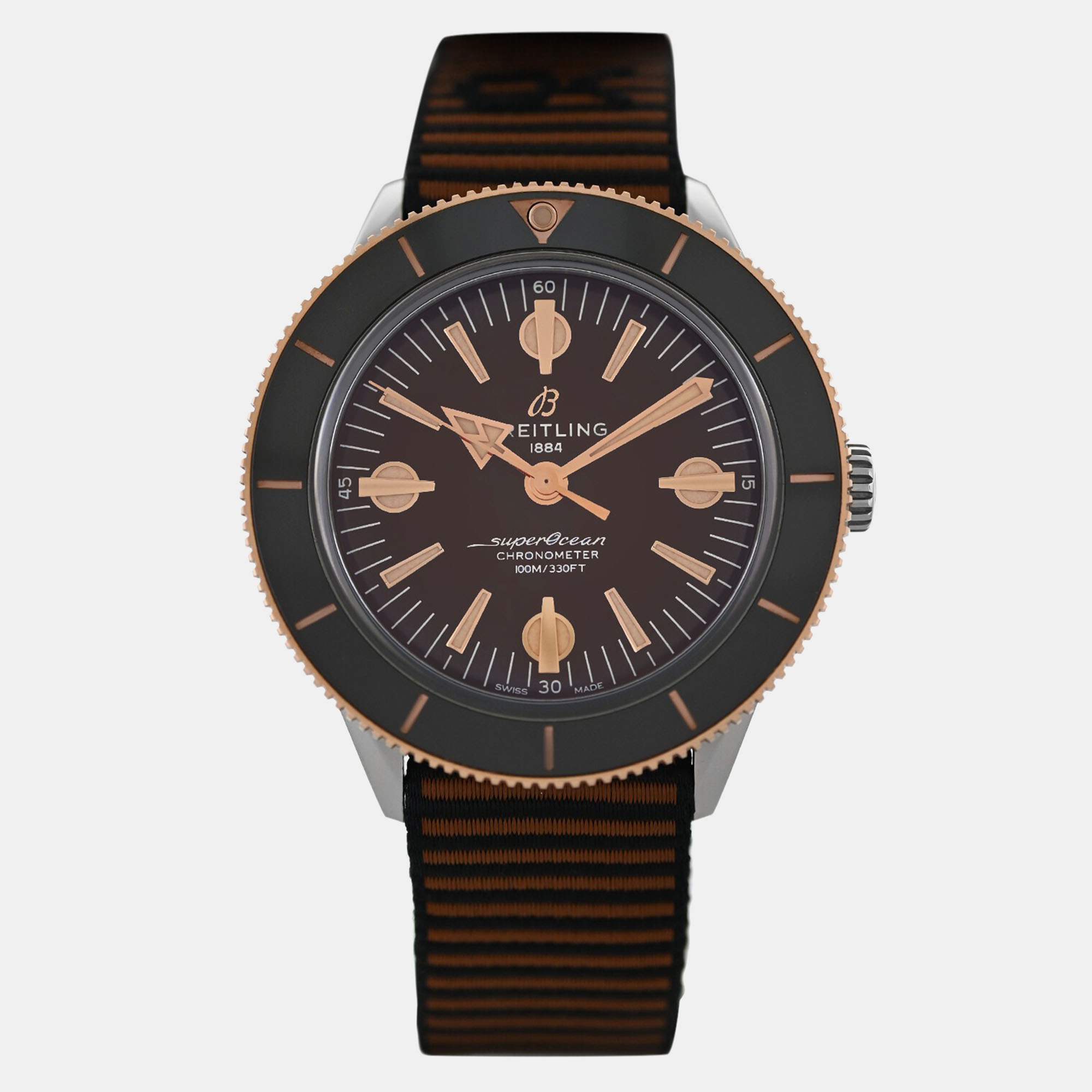 

Breitling Bronze 18k Rose Gold Stainless Steel Superocean Heritage U103701A1Q1W1 Automatic Men's Wristwatch 42 mm, Brown