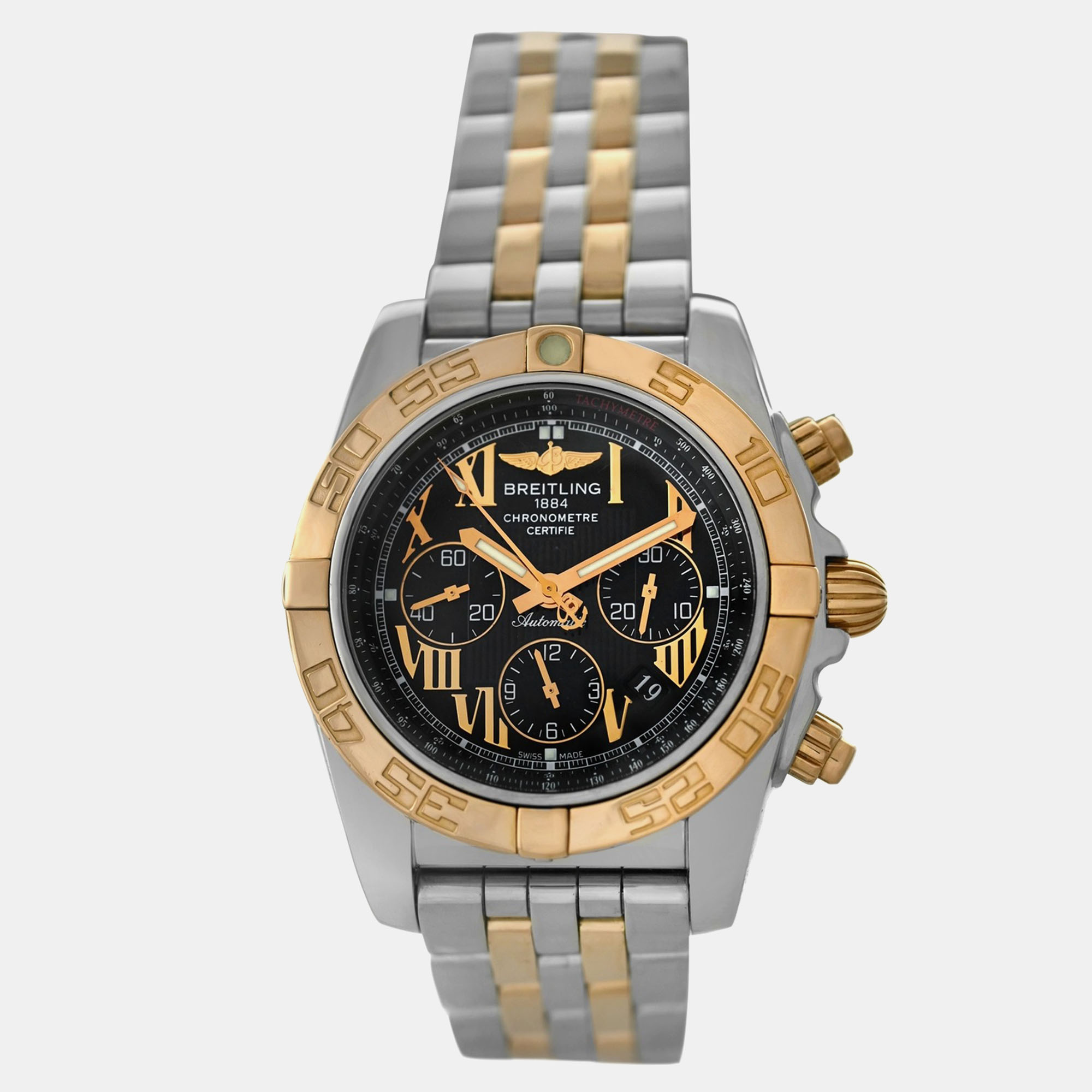 

Breitling Chronomat CB0110 Automatic Black 18k Rose Gold Stainless Steel Men's Wristwatch 44 mm
