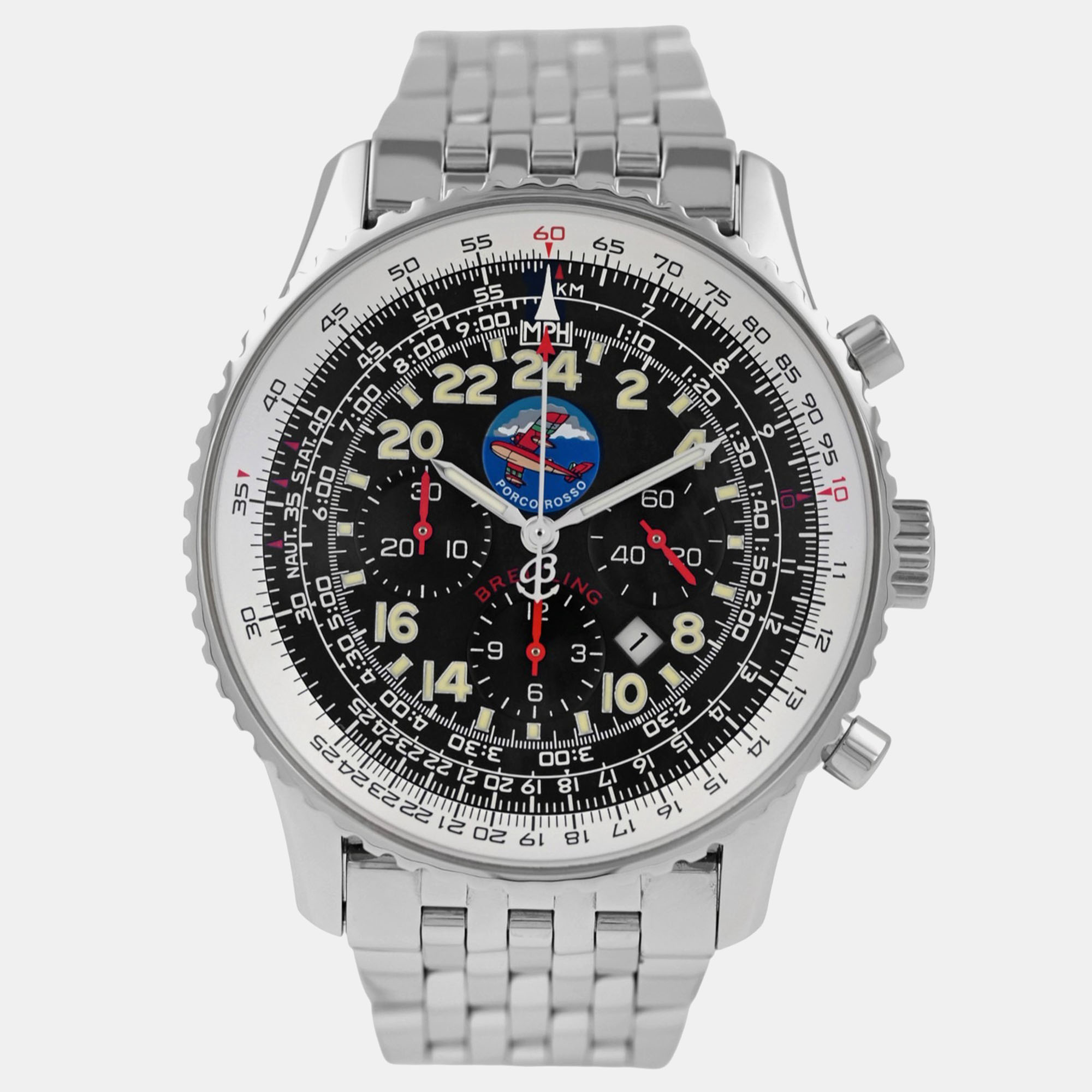 

Breitling Navitimer Cosmonaute Porco Rosso A22322 Automatic Black Stainless Steel Men's Wristwatch 41 mm