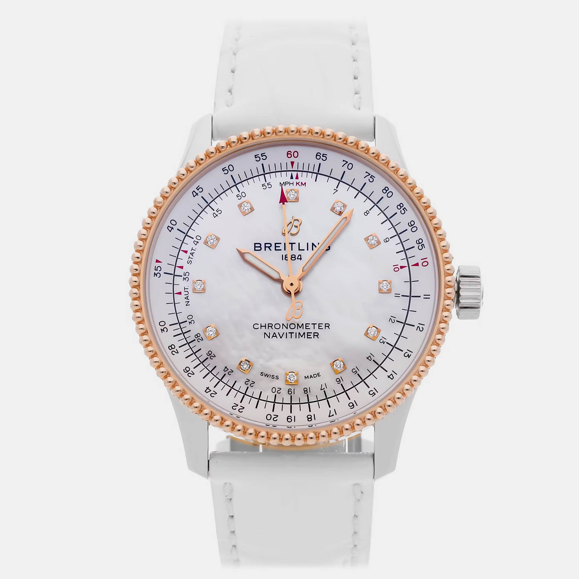 

Breitling Navitimer U17395211A1P4 Automatic MOP White 18k Rose Gold Stainless Steel Men’s Wristwatch 41 mm