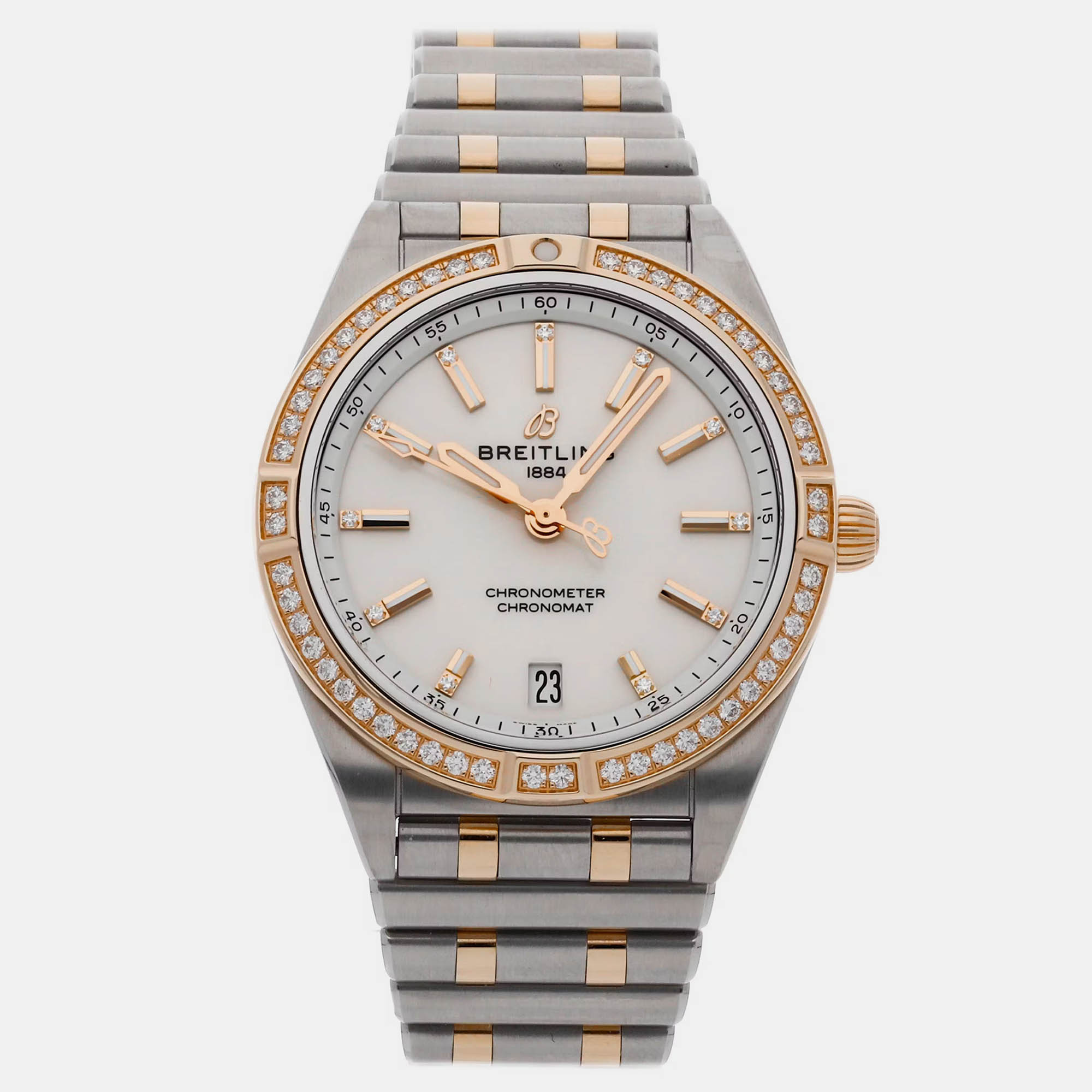 

Pre-Owned Breitling Chronomat Automatic U10380591A1U1 Silver Stainless Steel 18k Rose Gold Men's Wristwatch 36 MM