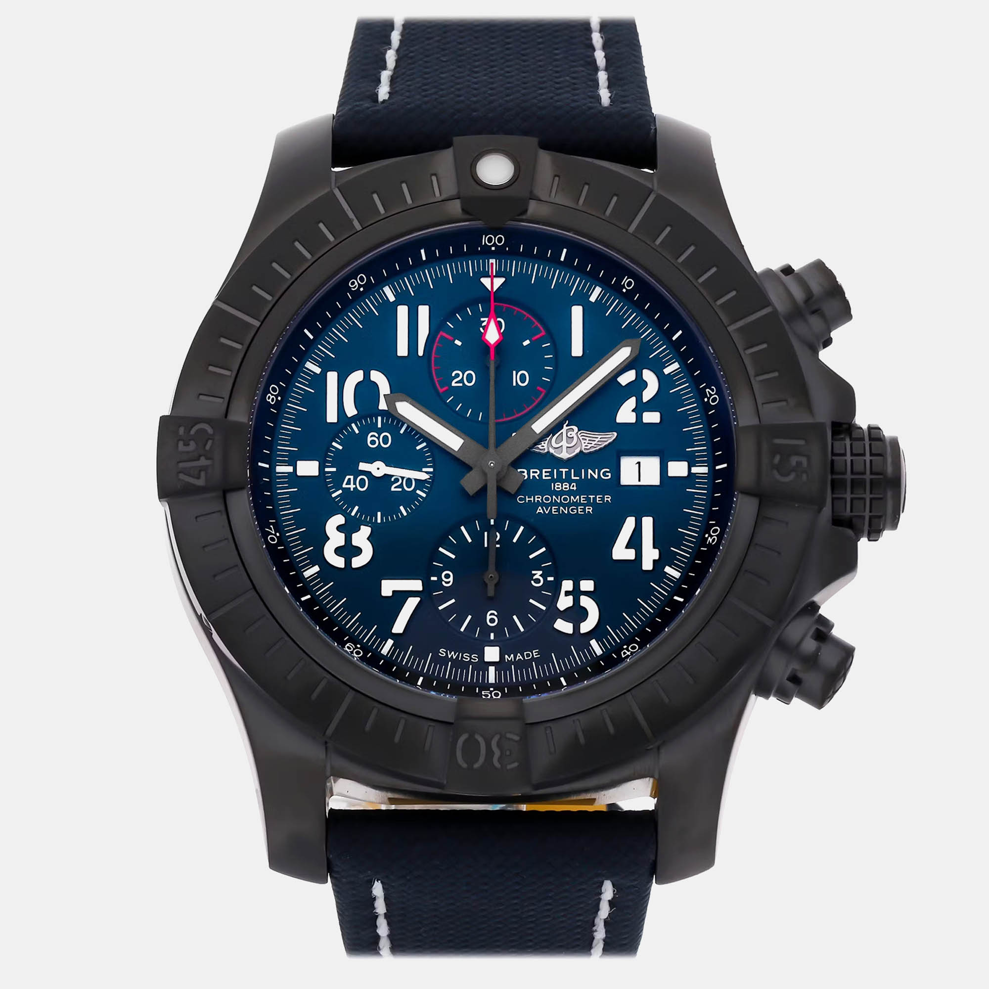 

Pre-Owned Breitling Super Avenger Chronograph Night Mission V13375101C1X2 Blue Automatic Titanium Men's Wristwatch 48 MM