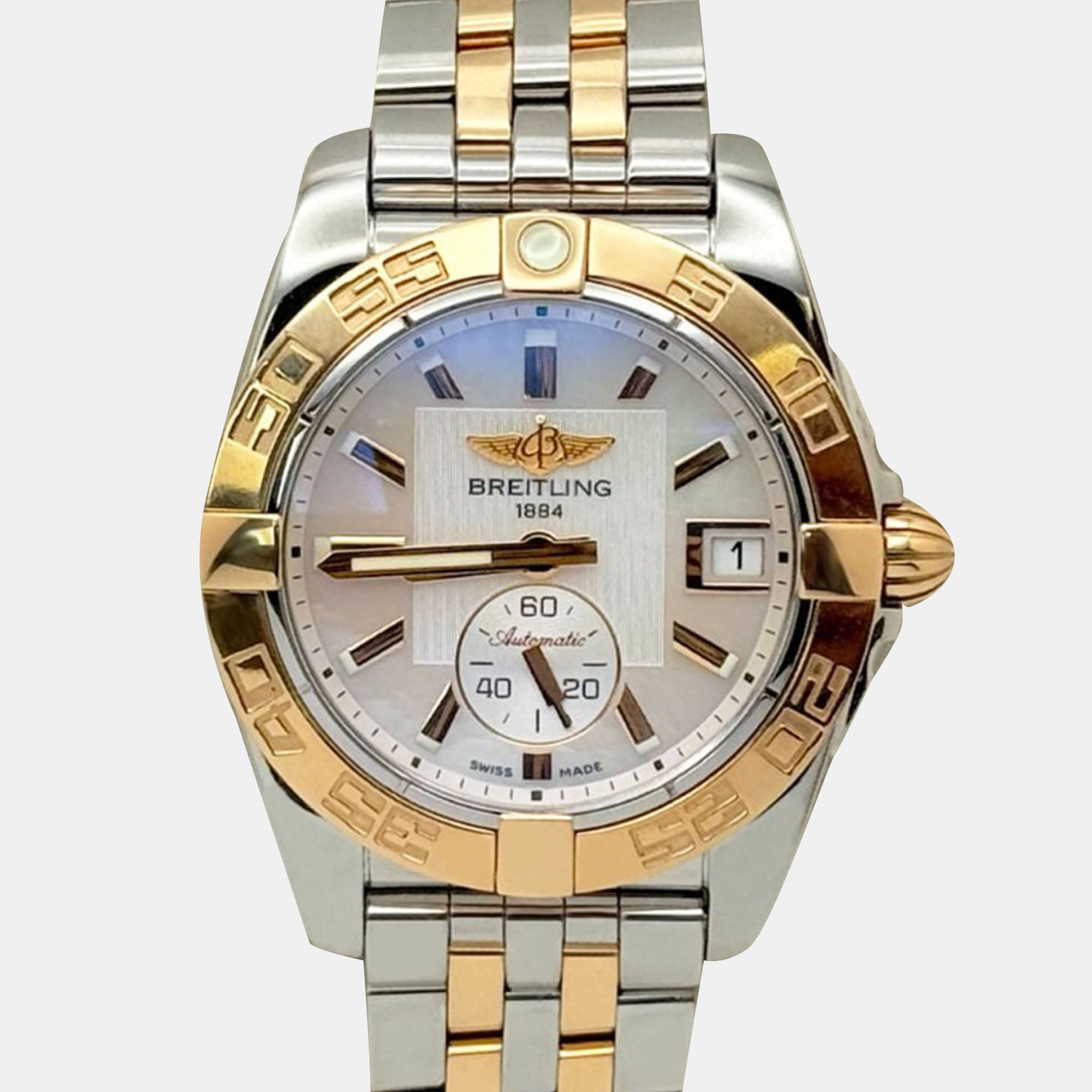 

Breitling Galactic C37330/A724 Automatic White Mother of Pearl Stainless Steel 18K Rose Gold Unisex Wristwatch 36 mm