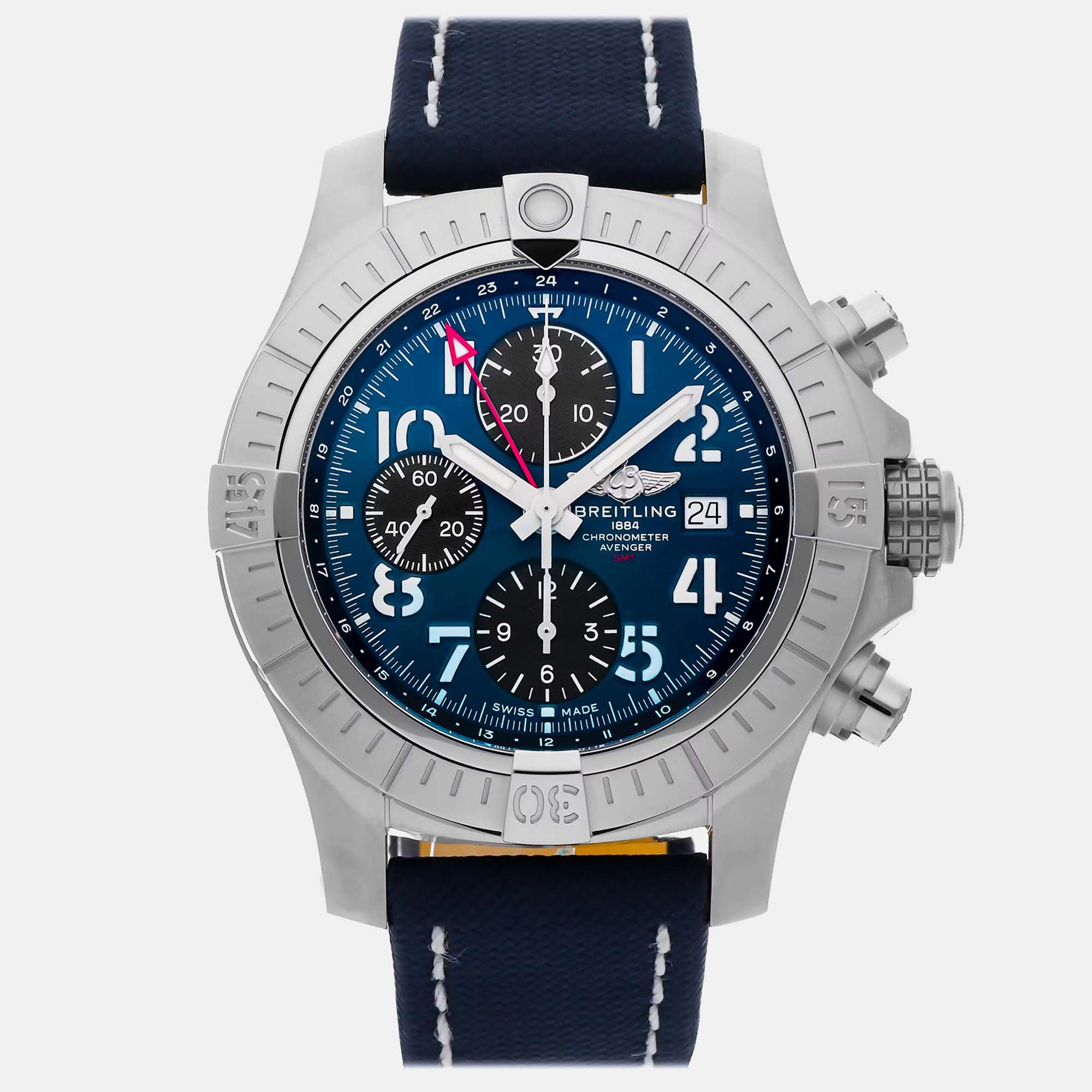 

Pre-Owned Breitling Avenger Chronograph GMT A24315101C1X2, Blue