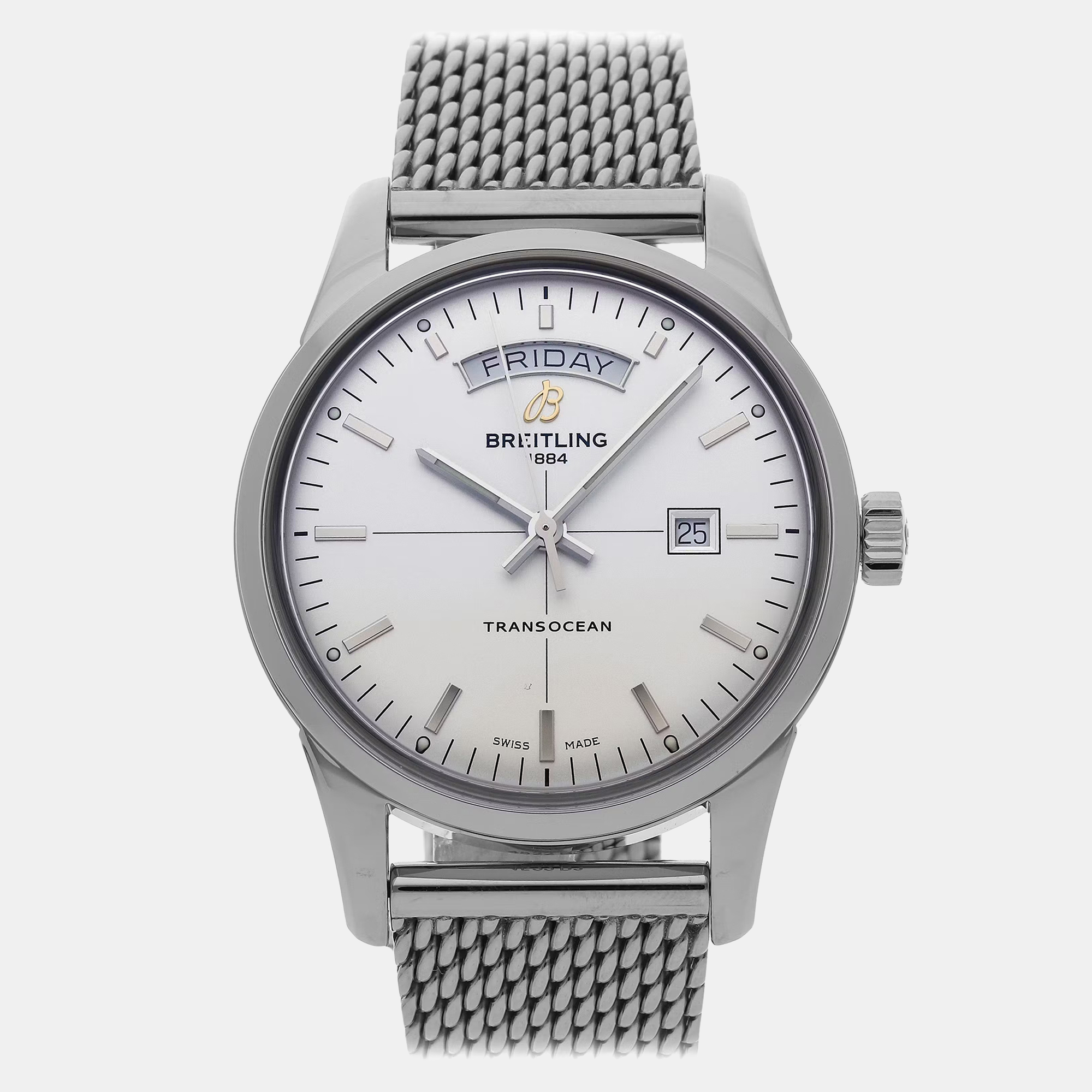 

Pre-Owned Breitling Transocean Day & Date A45310121G1A1 Automatic Men's Watch 43 mm, Silver