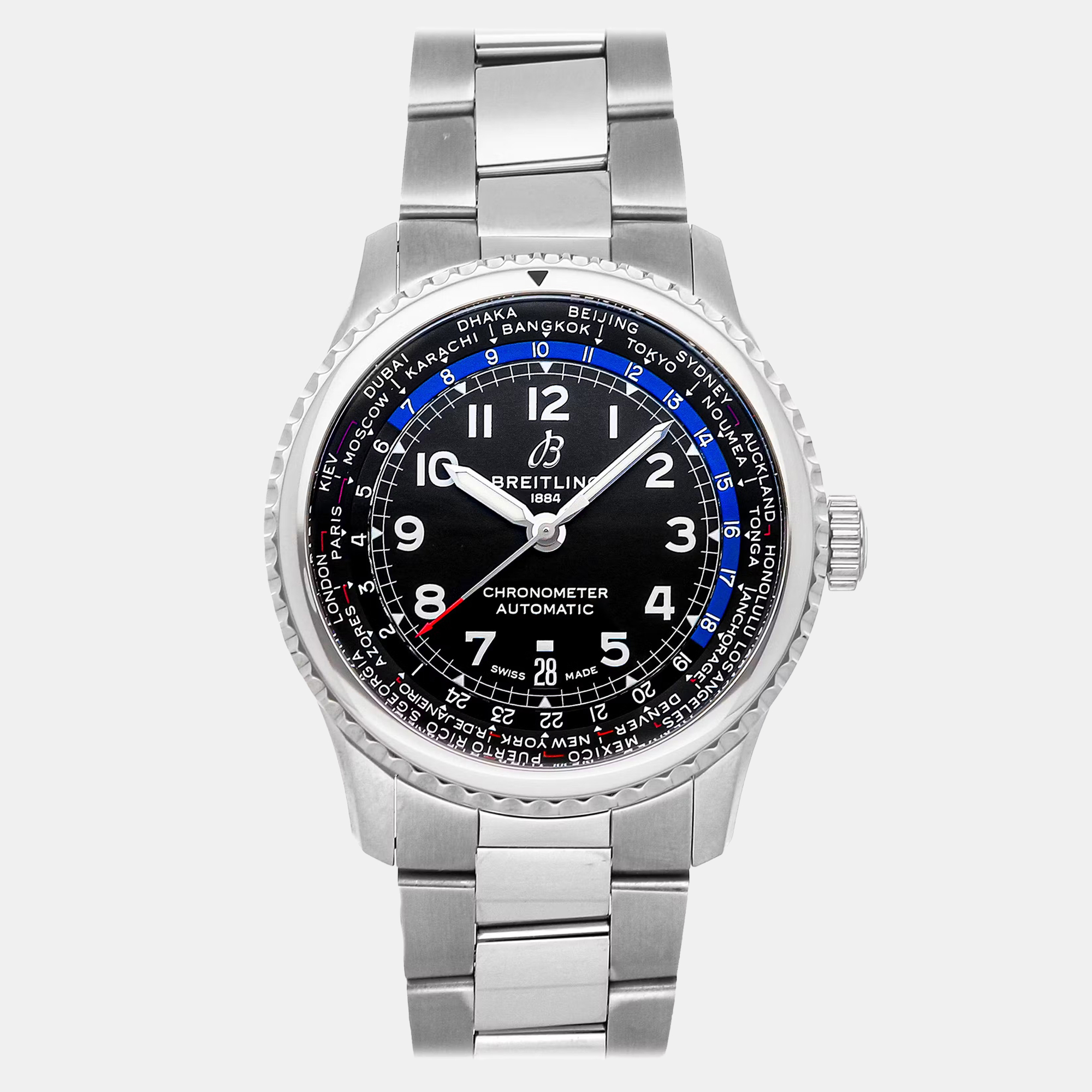 

Pre-Owned Breitling Aviator 8 B35 Unitime AB3521U41B1A1, Black