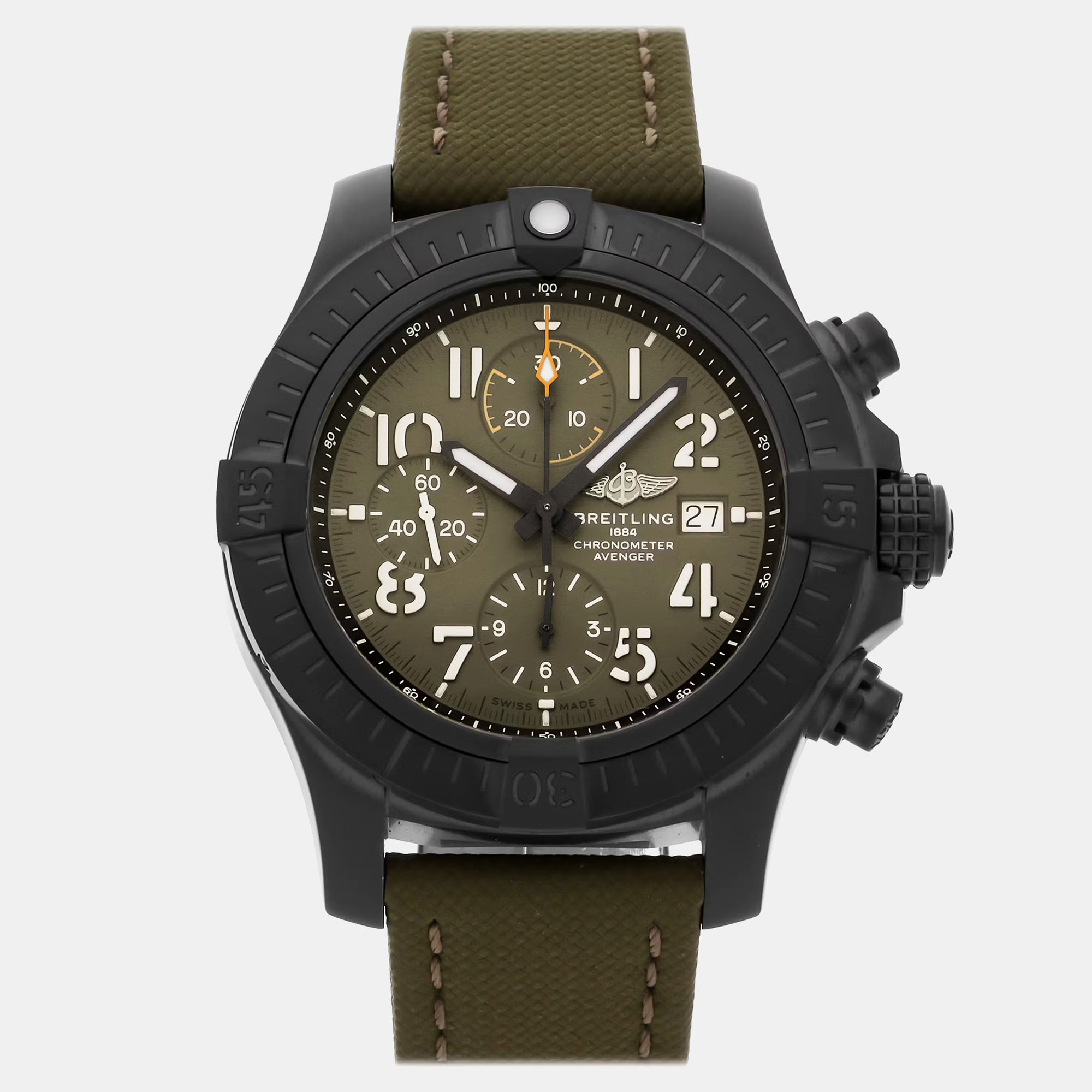 

Pre-Owned Breitling Avenger Chronograph V13317101L1X1 Green Automatic Titanium Men's Wristwatch 45 mm