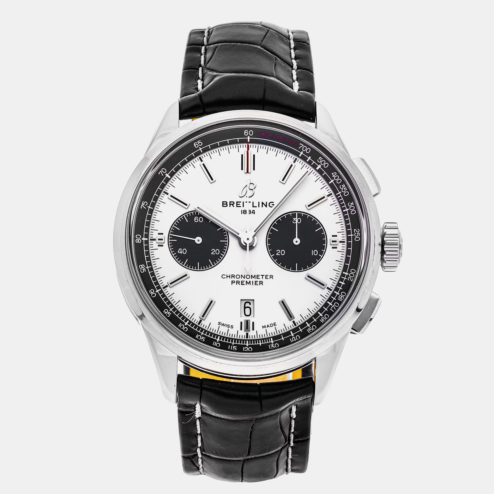 

Pre-Owned Breitling Premier B01 Chronograph AB0118221G1P1 Black Automatic Stainless Steel Men's Wristwatch 42 mm, Silver