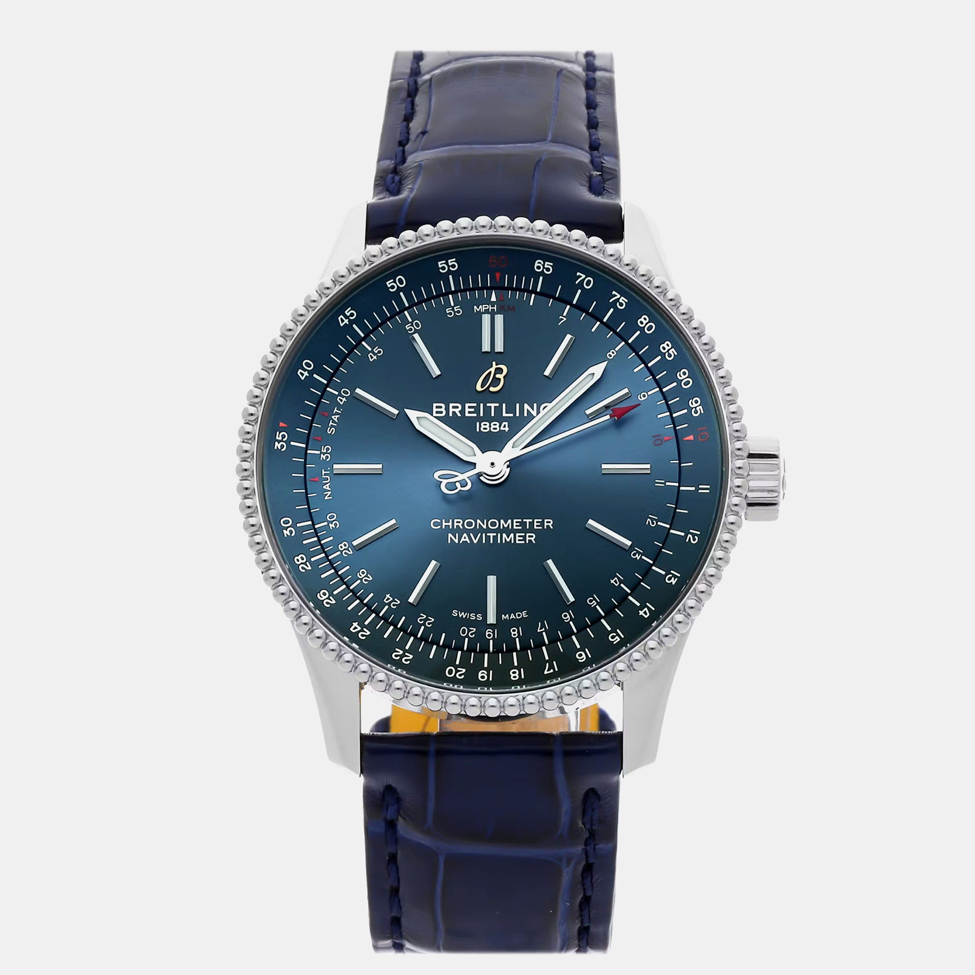 

Pre-Owned Breitling Navitimer A17395161C1P2 Blue Automatic Stainless Steel Men's Wristwatch 35 mm