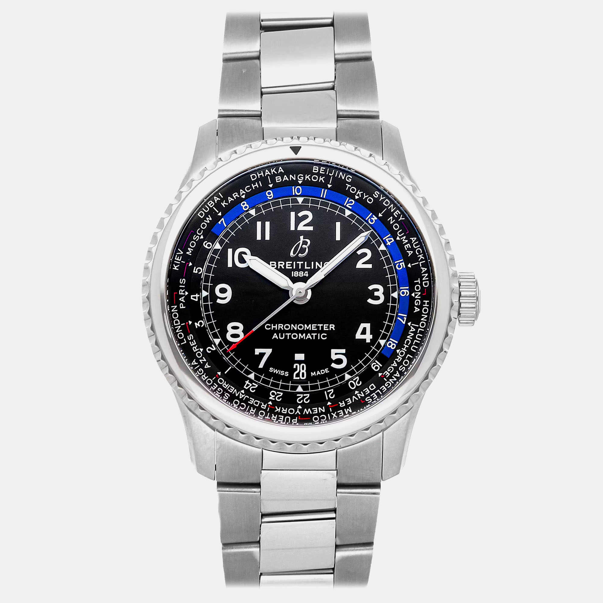 

Pre-Owned Breitling Aviator 8 B35 Unitime AB3521U41B1A1, Black