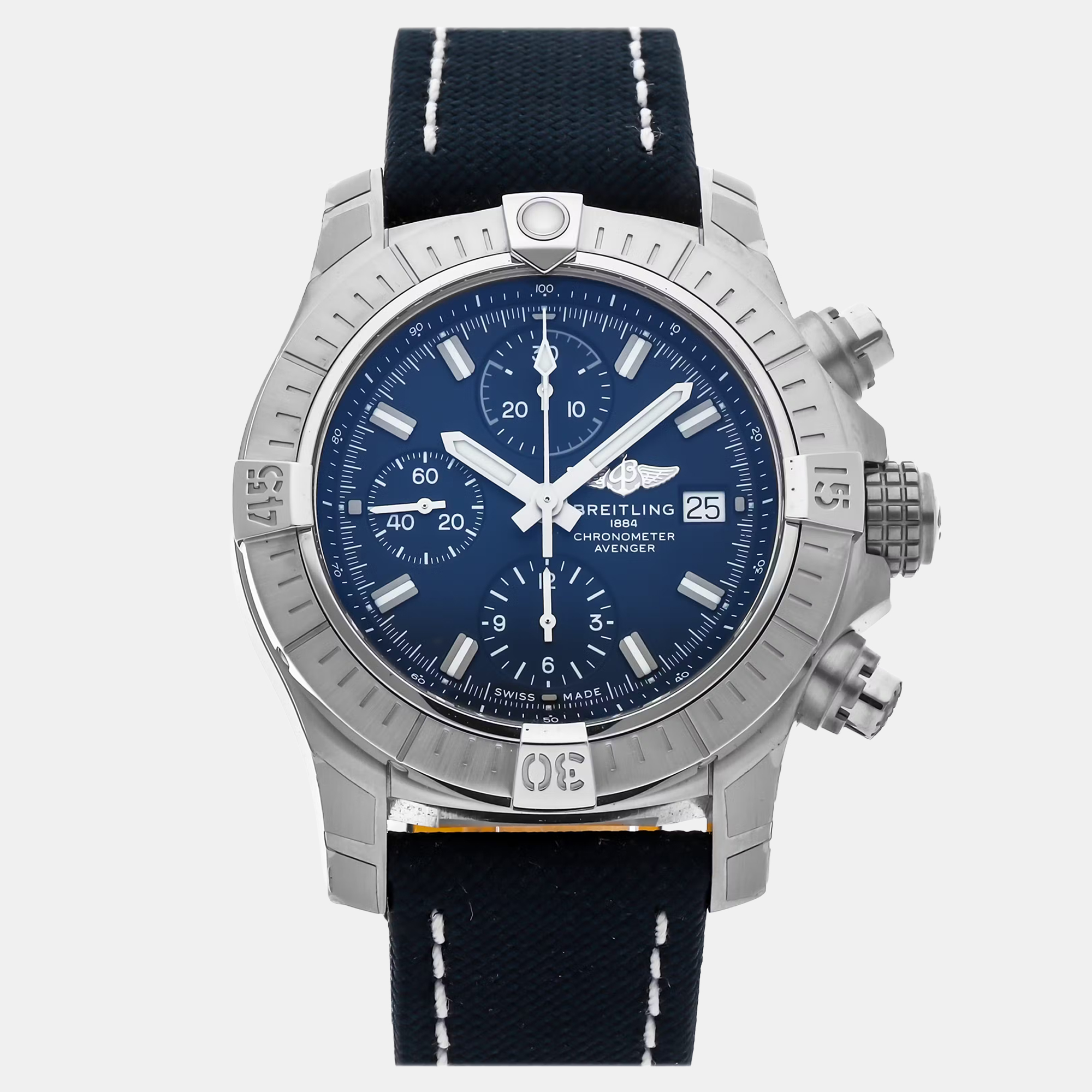 

Pre-Owned Breitling Avenger Chronograph A13385101C1X2 Black Automatic Stainless Steel Men's Wristwatch 44 mm, Blue