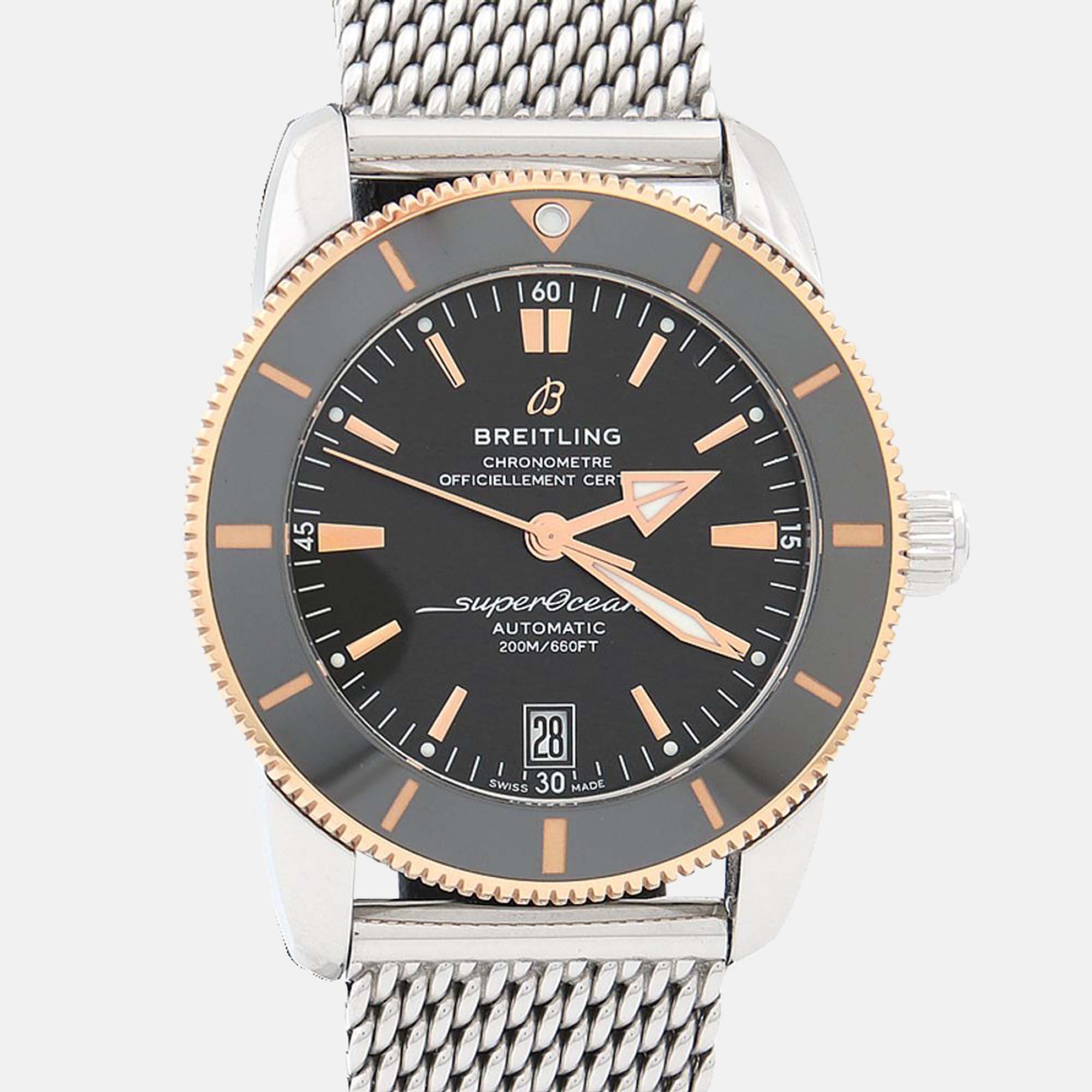 

Breitling Superocean Heritage UB2010 Automatic Black 18K Rose Gold Stainless Steel Men's Wristwatch 44mm