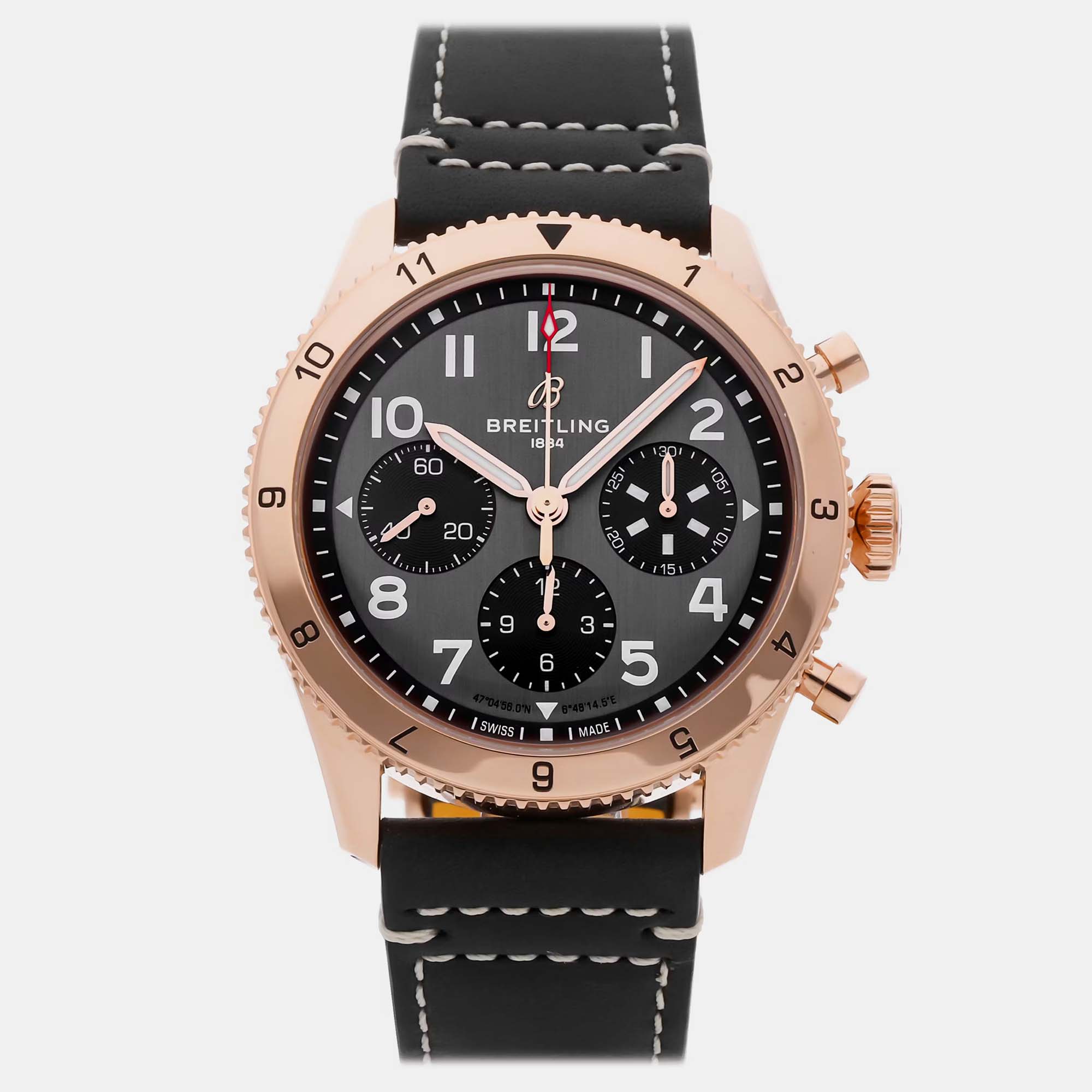 

Breitling Classic Avi P-51 Mustang R233801A1B1X1 Automatic Chronograph Gray Dial 18k Rose Gold Men's Wristwatch, Grey