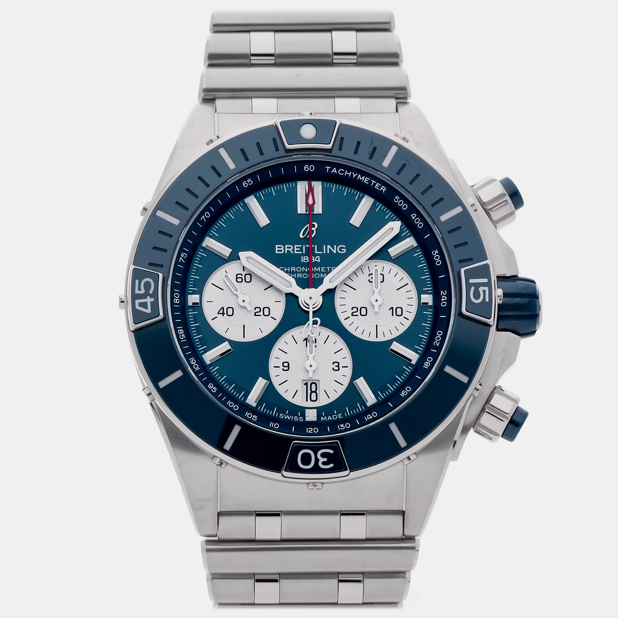 Breitling Super Chronomat B01 AB0136161C1A1 Automatic Chronograph Blue Dial Stainless Steel Men’s Wristwatch 44mm