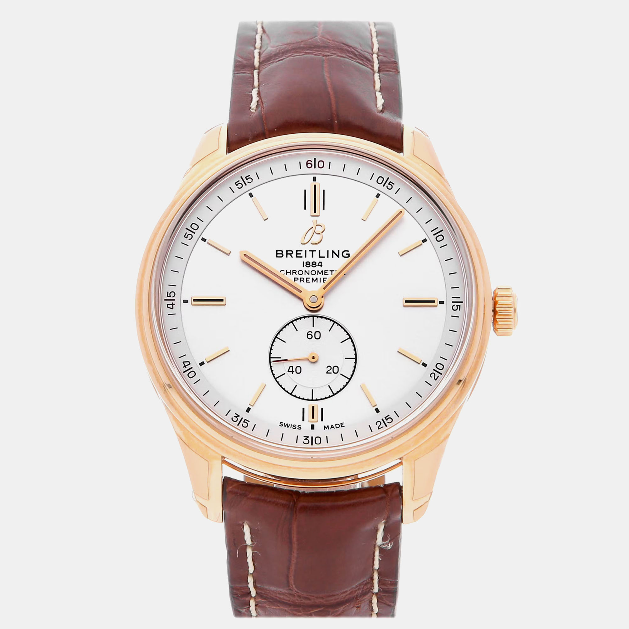 

Breitling Premier R37340351G1P1 Automatic Silver Dial 18k Rose Gold Men's Wristwatch