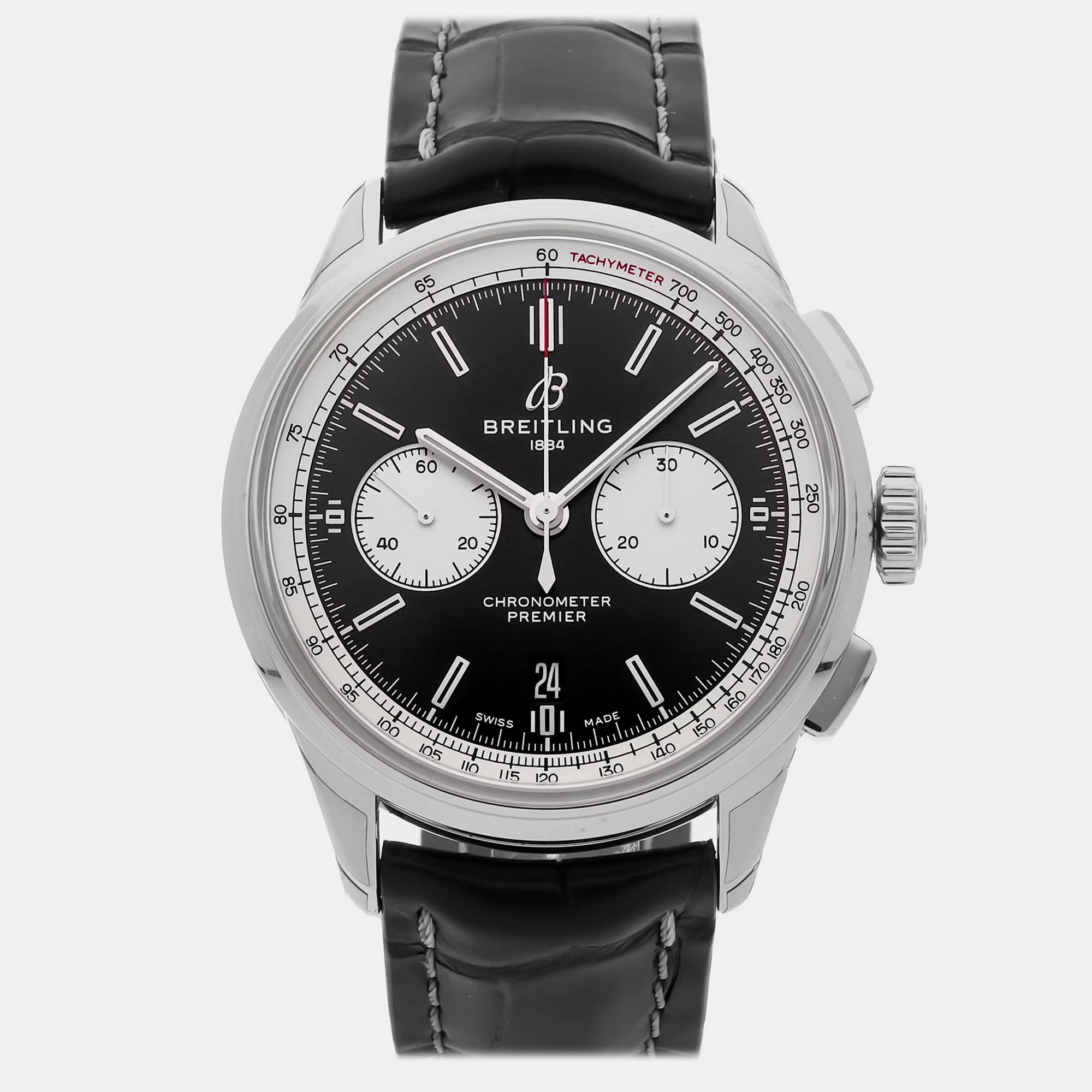

Breitling Premier B01 Chronograph AB0118371B1P2 Automatic Chronograph Black Dial Stainless Steel Wristwatch