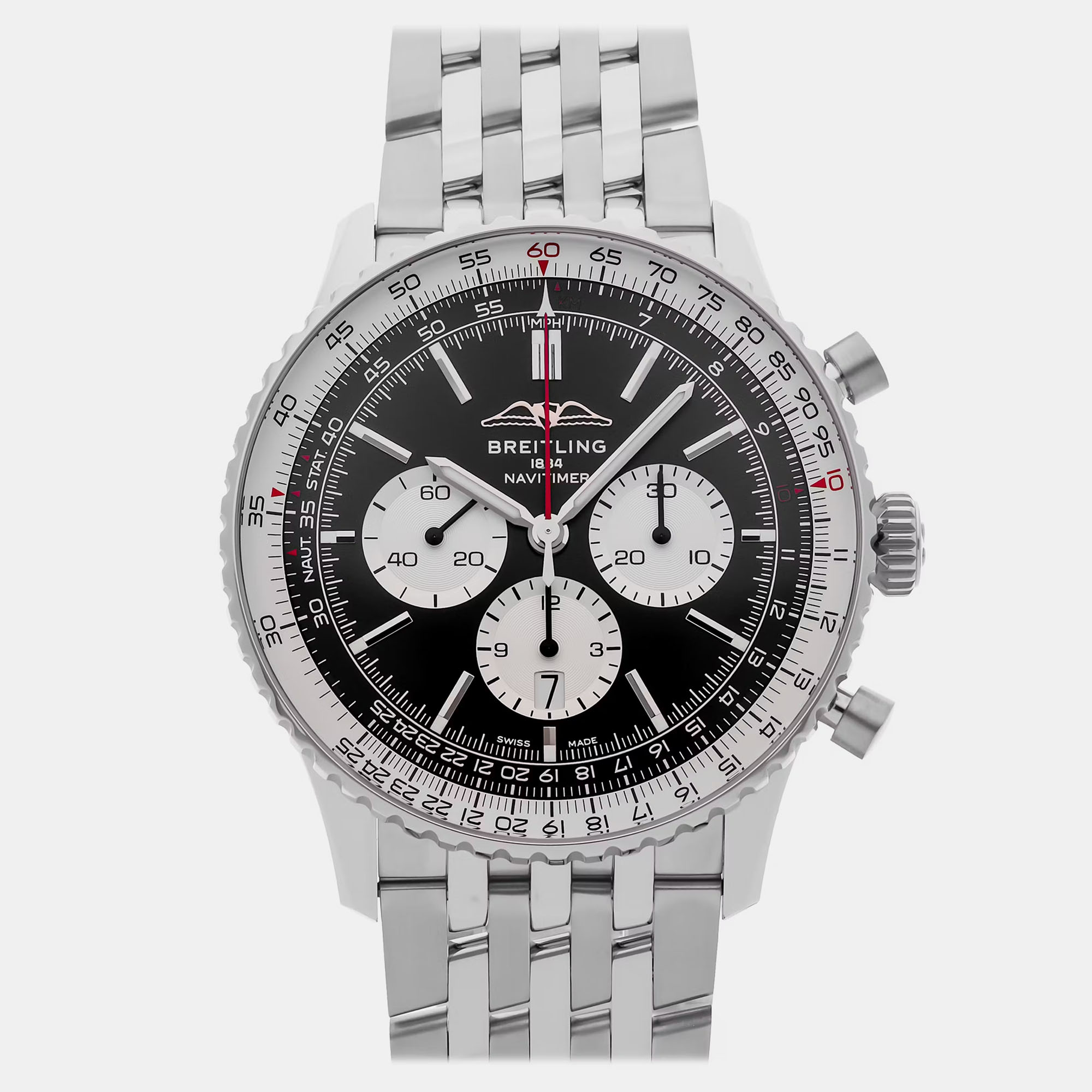 

Pre-Owned Breitling Navitimer Chronograph AB0137211B1A1 Silver Automatic Stainless Steel Men's Wristwatch 46 MM