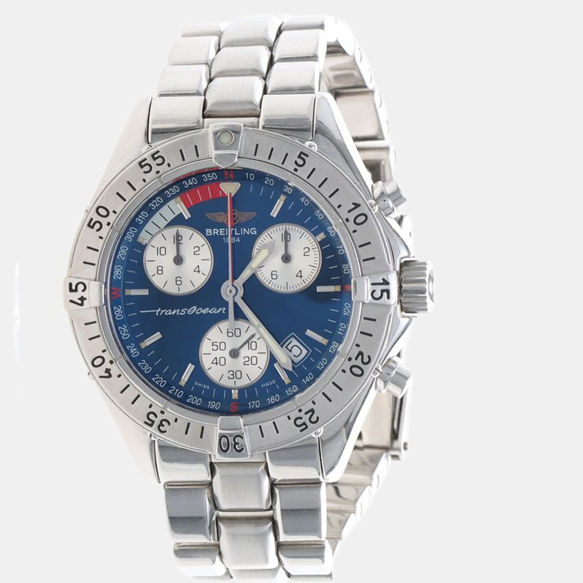 Breitling Transocean Chronograph A53340 Automatic Blue Stainless Steel Men’s Wristwatch 43mm