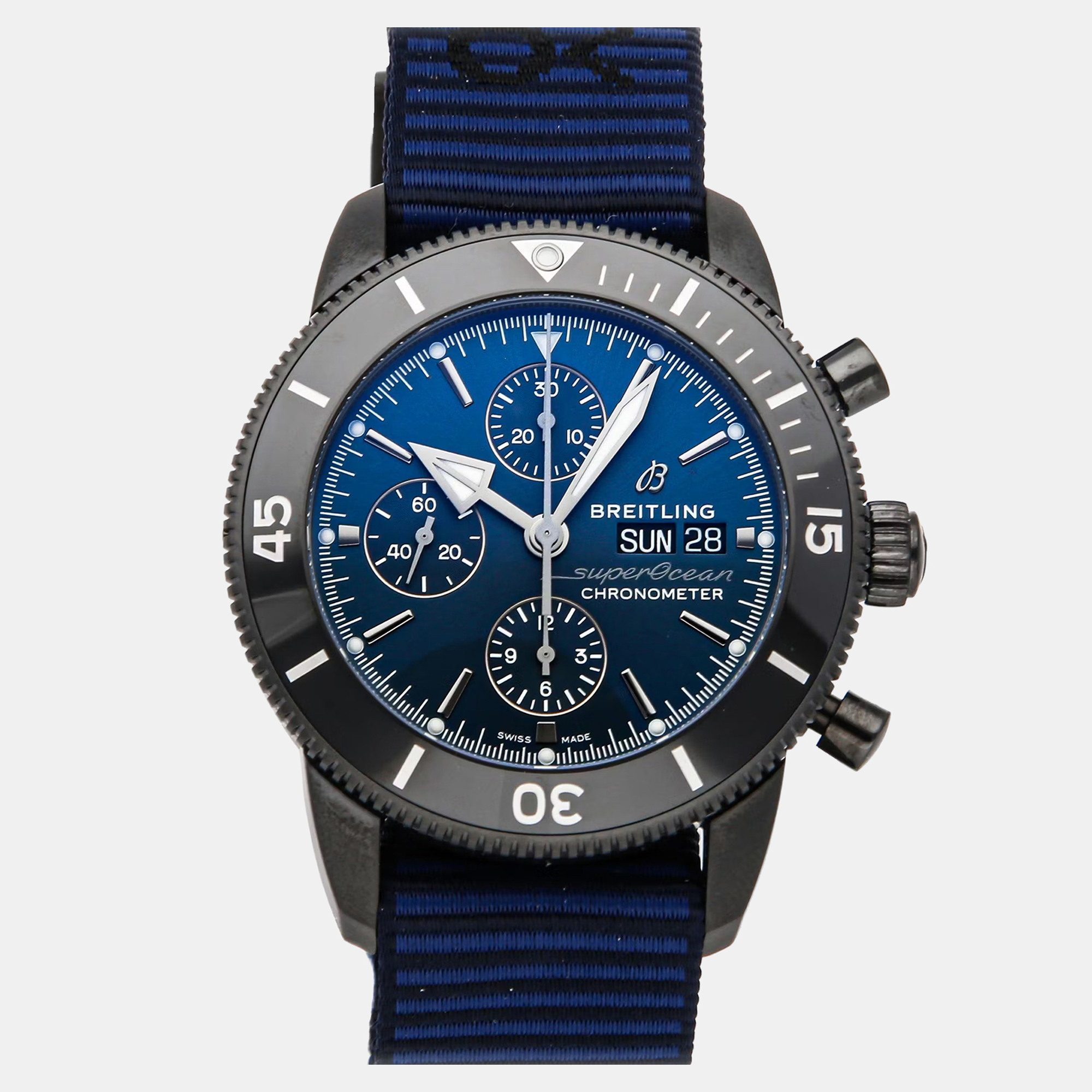 

Pre-Owned Breitling Superocean Heritage Chronograph Outerknown M133132A1C1W1 Blue Automatic Blacksteel Men's Wristwatch