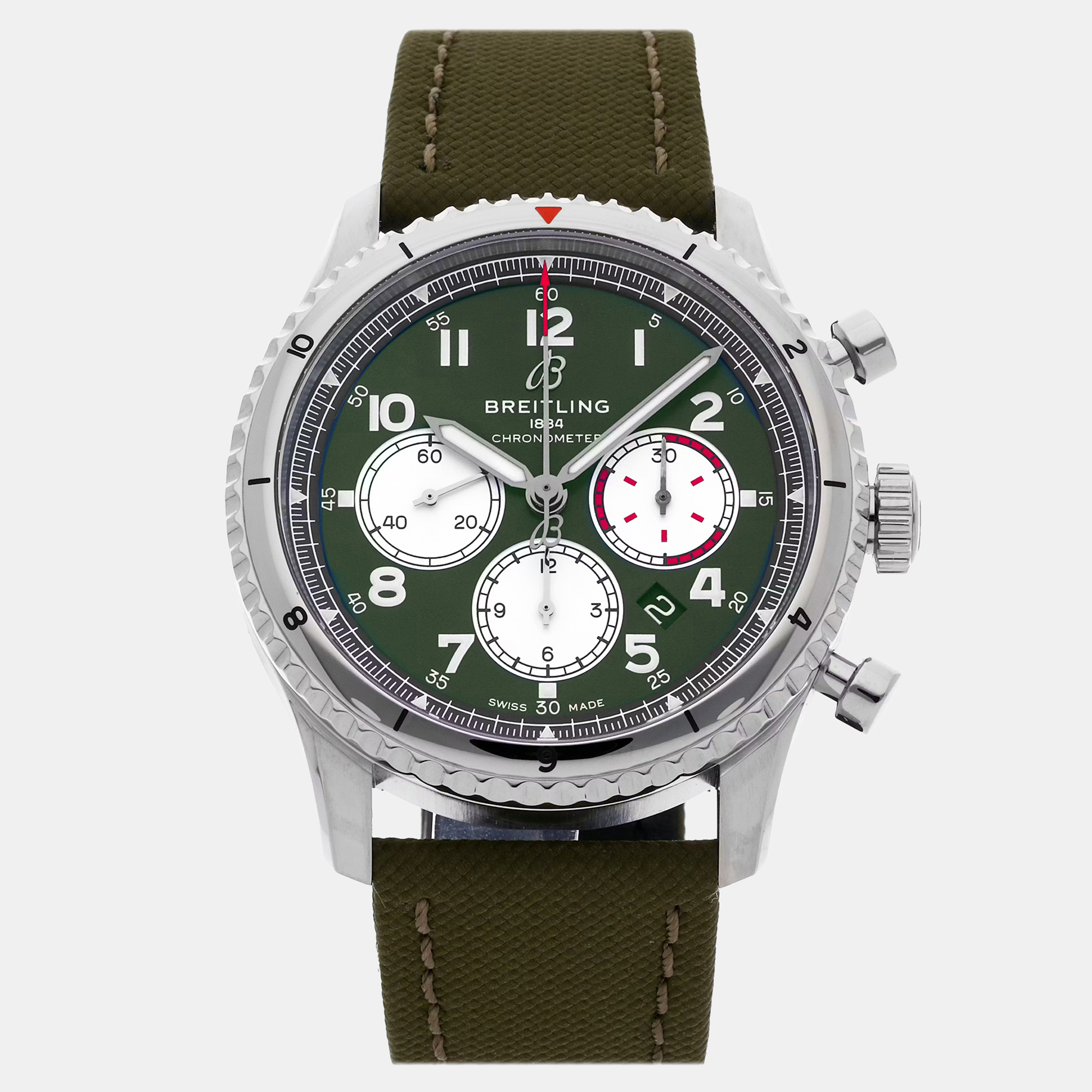 

Pre-Owned Breitling Aviator 8 B01 Chronograph AB01192A1L1X1 Automatic 43 mm, Green