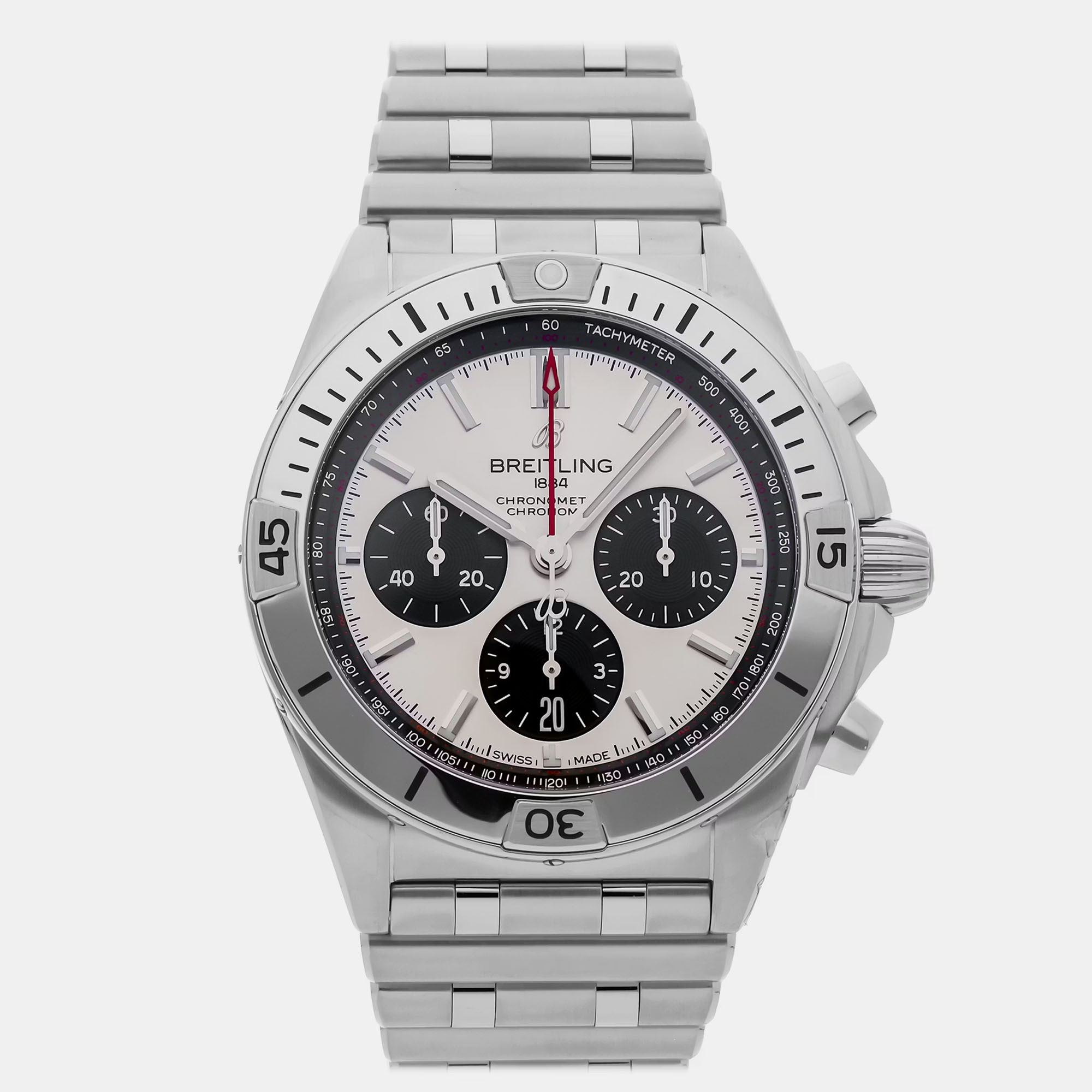 

Pre-Owned Breitling Chronomat AB0134101G1A1 Silver Automatic Stainless Steel Men's Wristwatch 42 MM