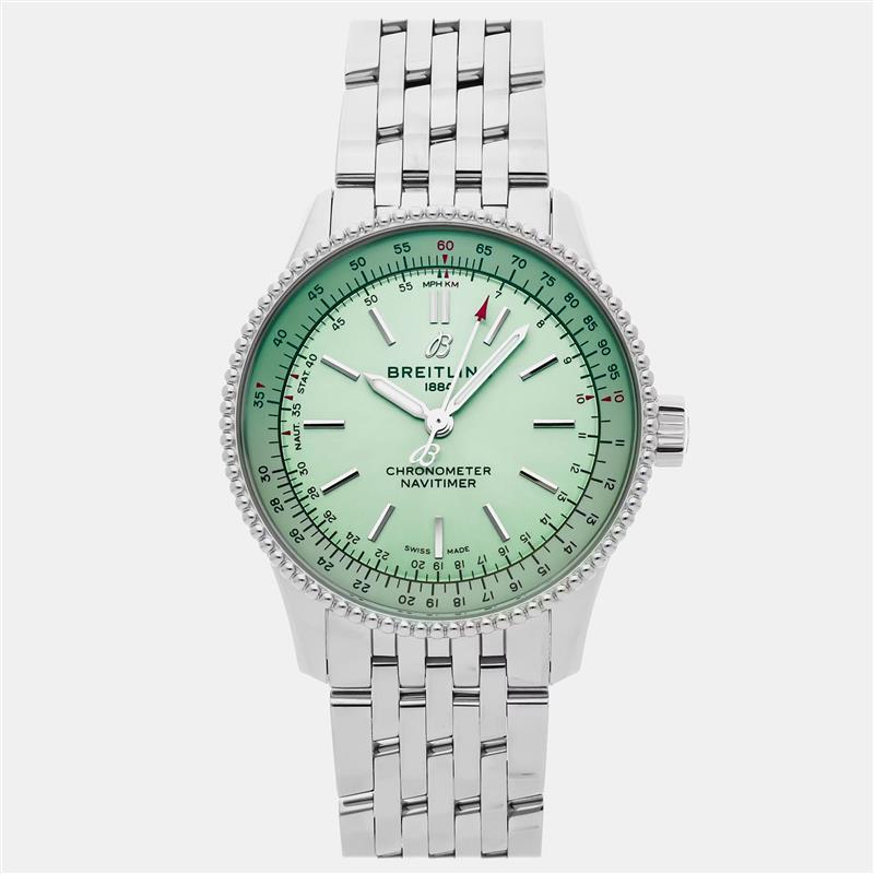 

Pre-Owned Breitling Navitimer A17395361L1A1 Green Automatic Stainless Steel Men's Wristwatch 42 MM