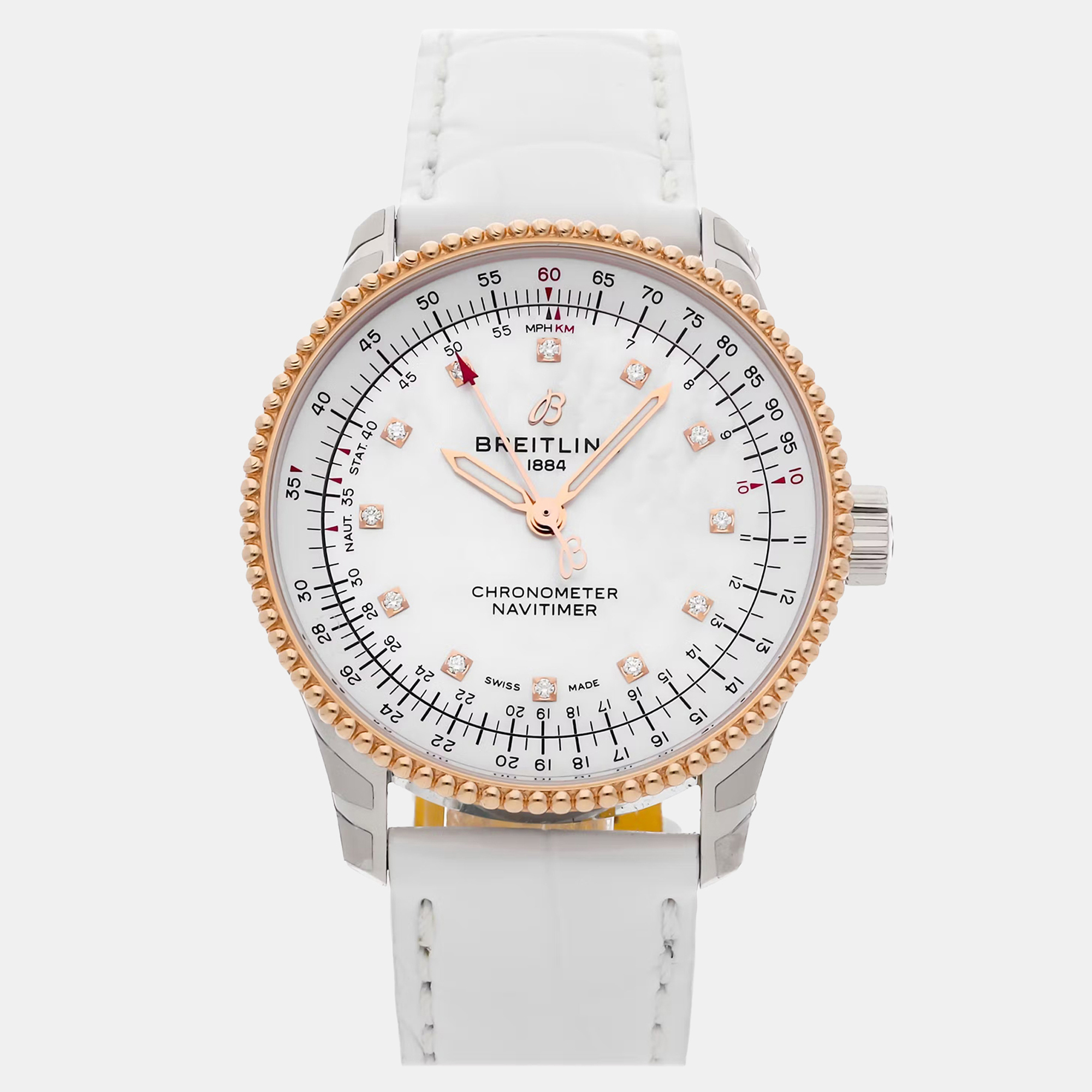Breitling Navitimer U17395211A1P4 Automatic White Dial Stainless Steel Women’s Wristwatch 35mm