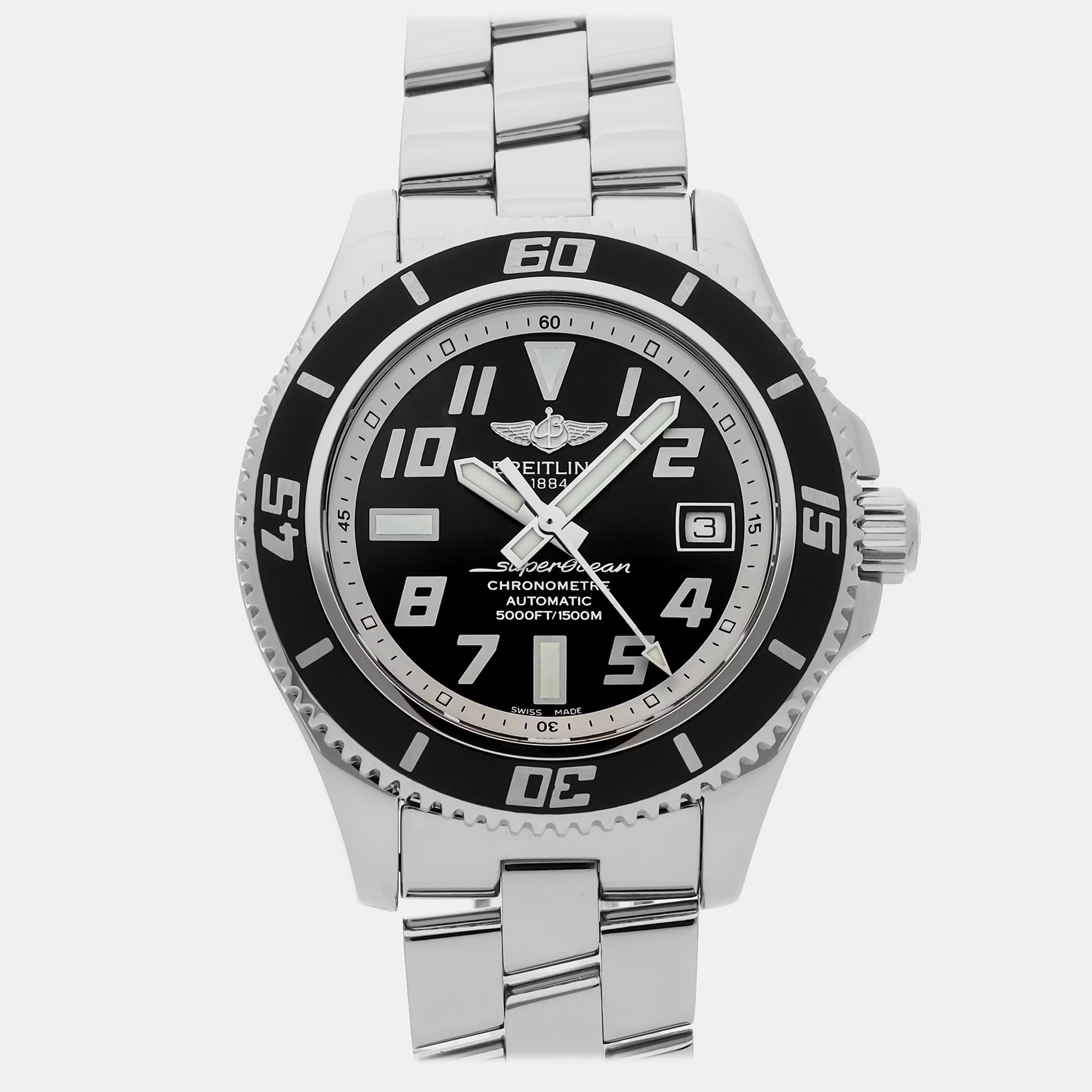 

Pre-Owned Breitling Superocean A1736402/BA29 Black Automatic Stainless Steel Men's Wristwatch 42 MM