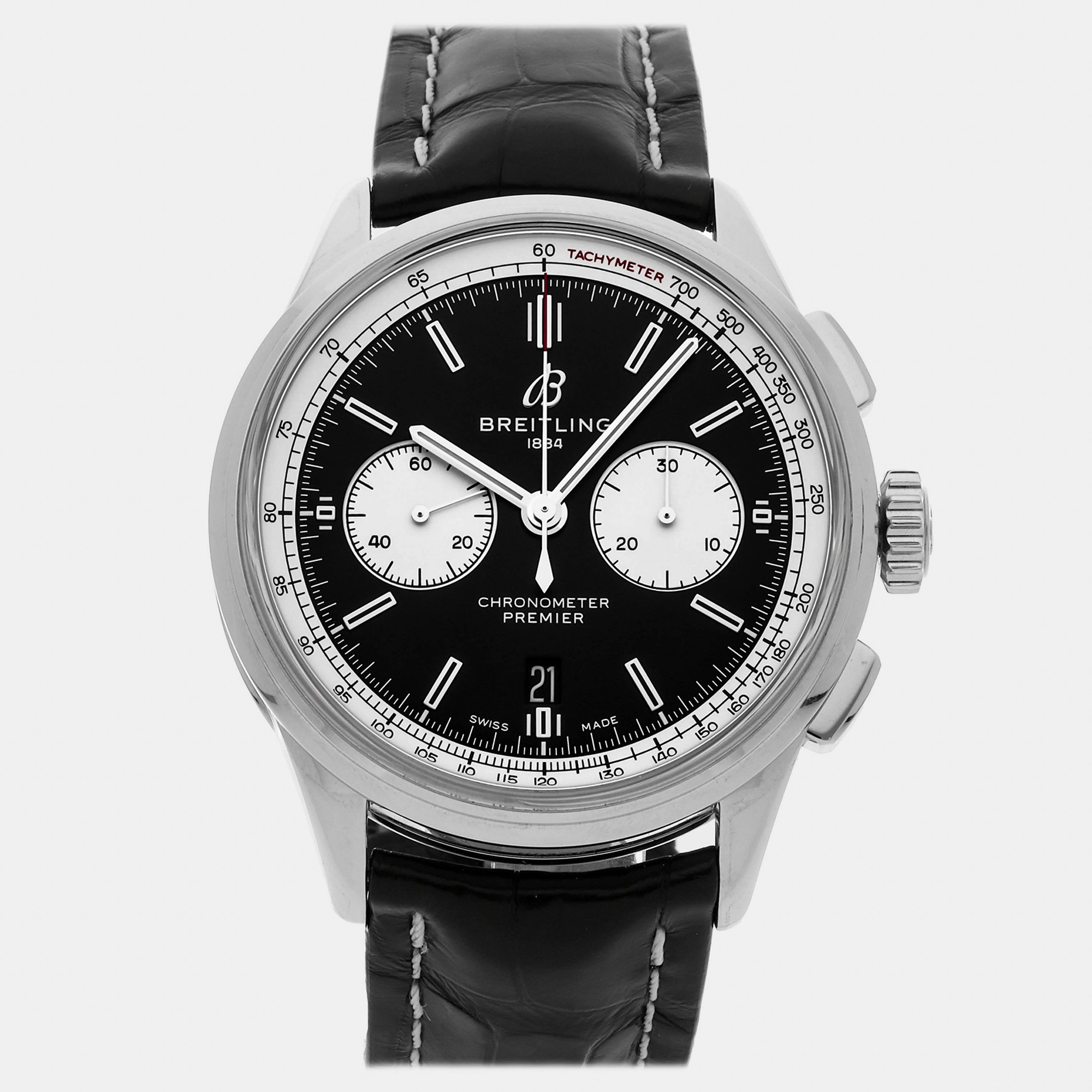 

Breitling Premier B01 Chronograph AB0118371B1P1 Automatic Stainless Steel Men's Wristwatch 42 mm, Black