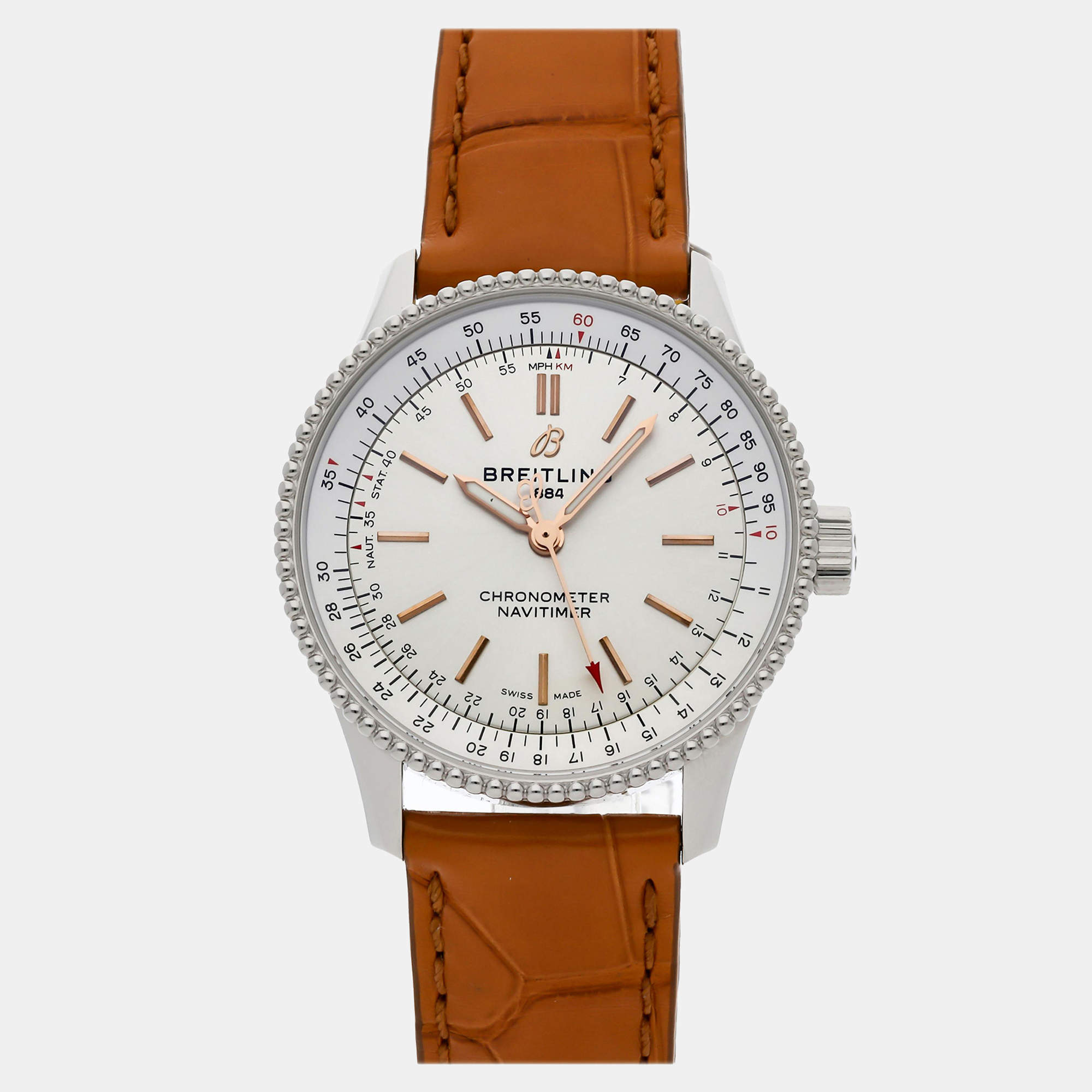 

Pre-Owned Breitling Navitimer Ladies Watch A17395F41G1P4 Automatic 35 mm, Silver