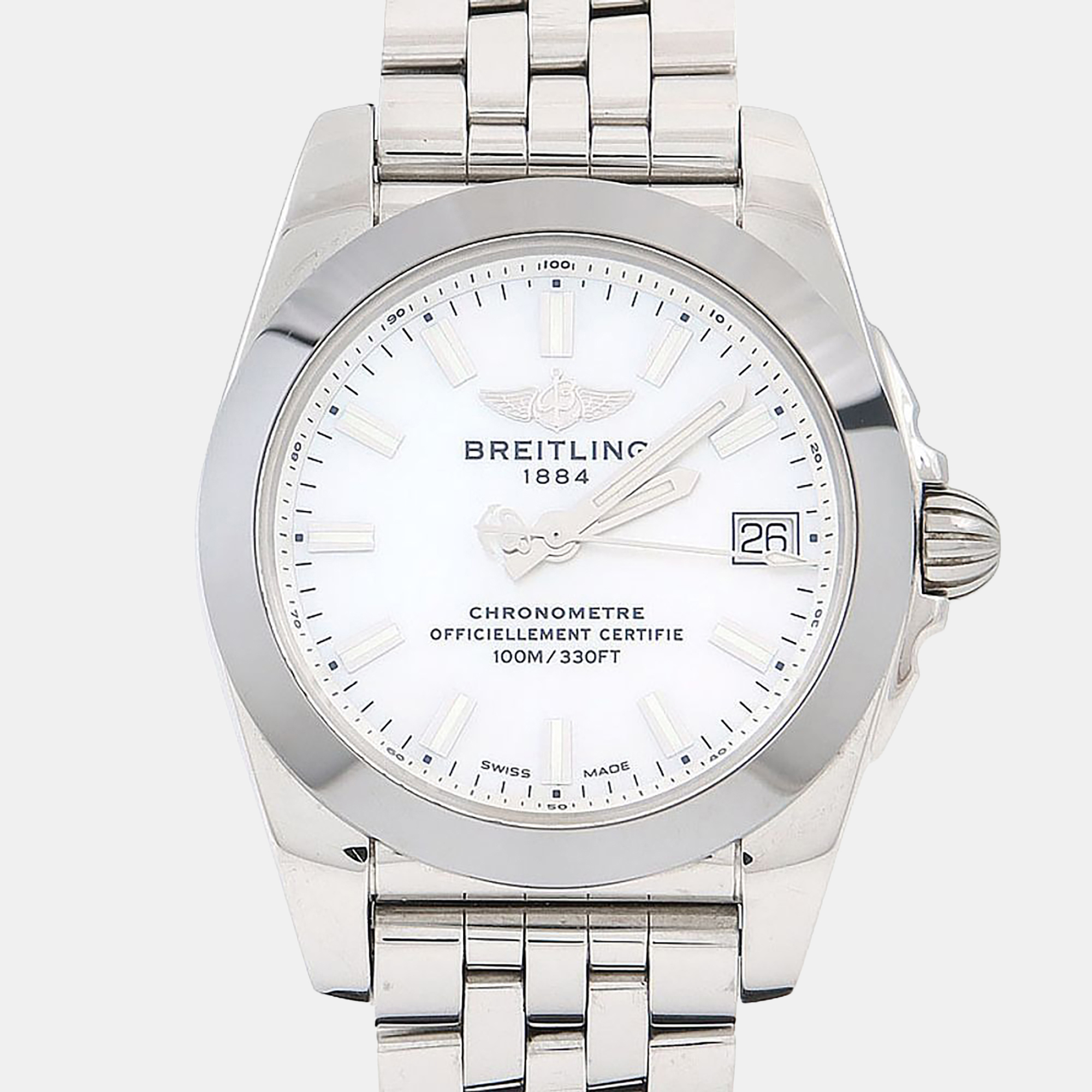 

Breitling Galactic W74330 Quartz Stainless Steel Men's Wristwatch 36 mm, White