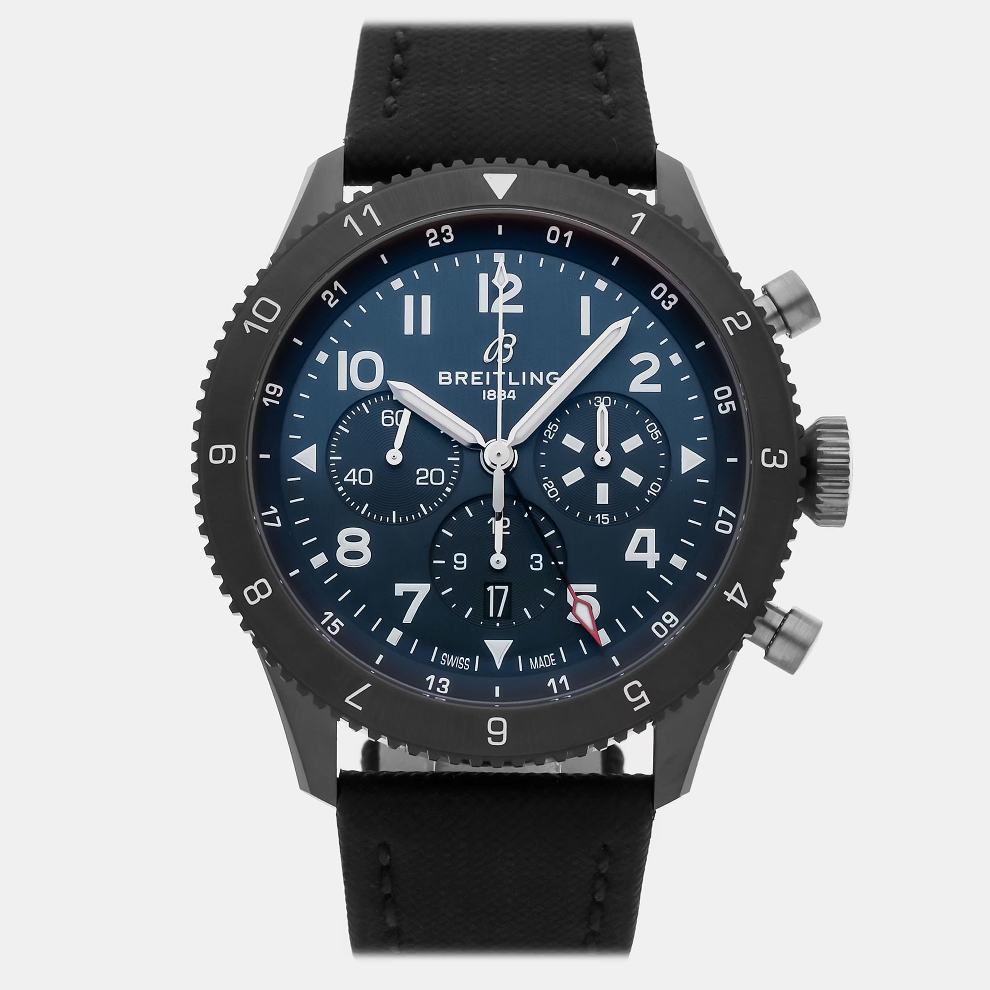 

Pre-Owned Breitling Classic Avi B04 Chronograph GMT Tribute to Vought F4U Corsair SB04452A1C1X1, Blue